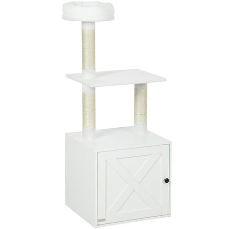Cat Tree Litter Box Enclosure - 3-Tier Climbing Tower Combo