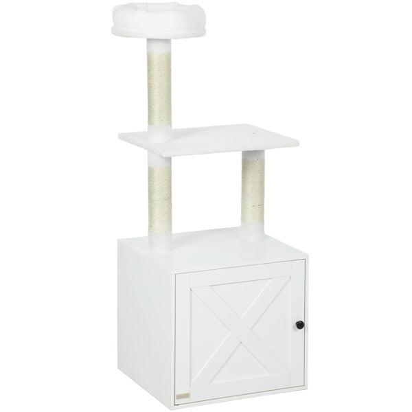 Cat Tree Litter Box Enclosure - 3-Tier Climbing Tower Combo