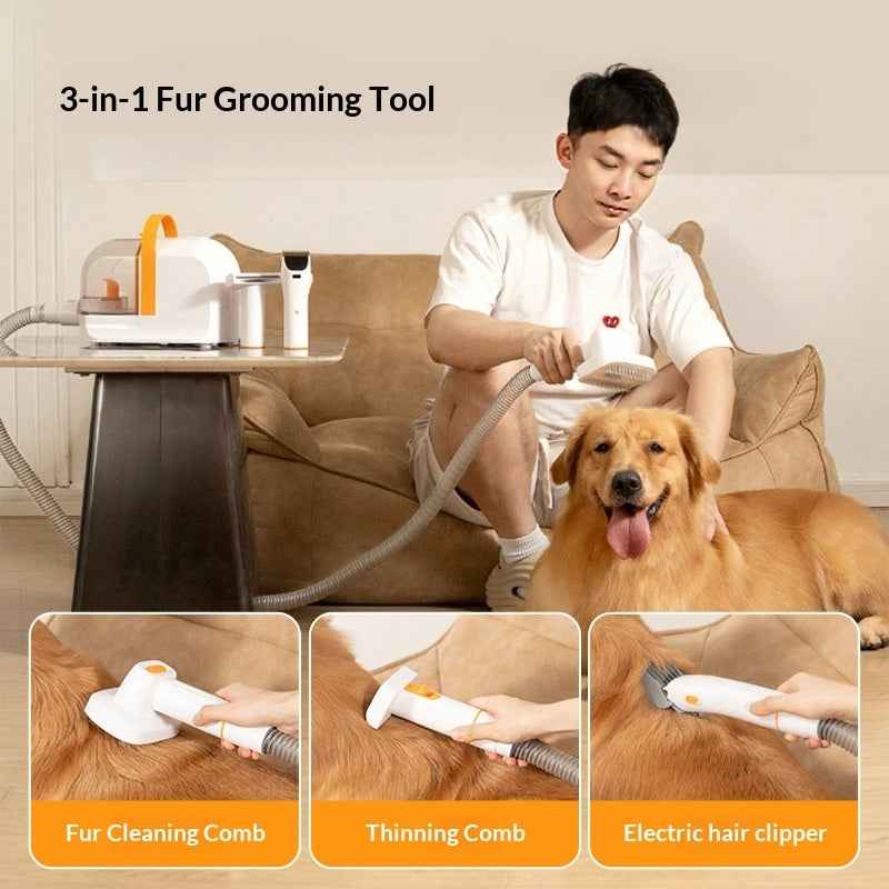 Pet Electric Hair Clipper with Suction - Built-in Vacuum Grooming Tool