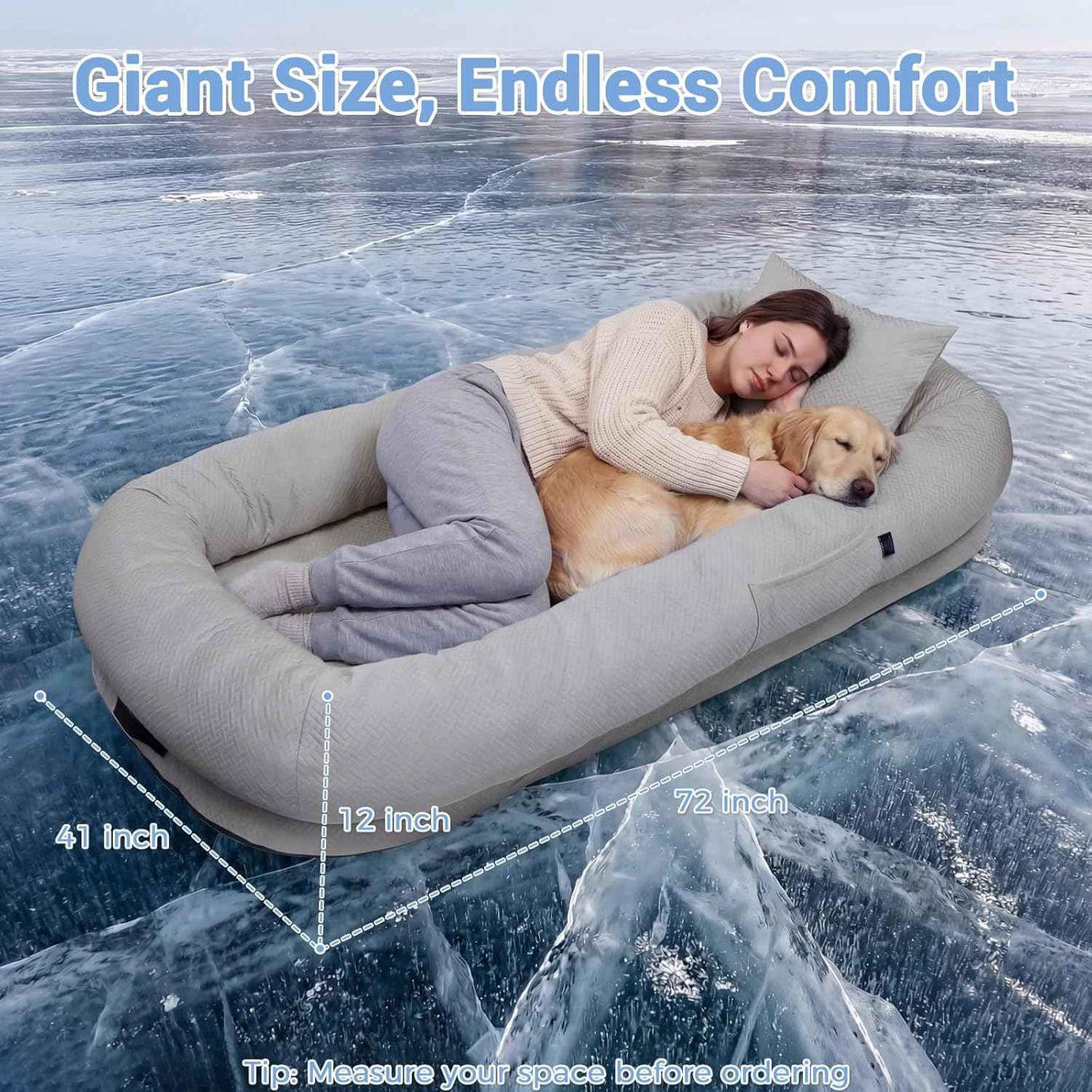 Cooling Human Dog Bed For Adults & Pets - Breathable Floor Lounger