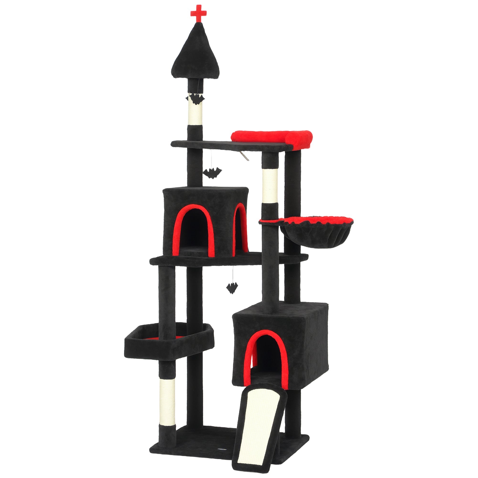 Gothic Cat Tree 78" - Castle Tower with Coffin Bed & Condos