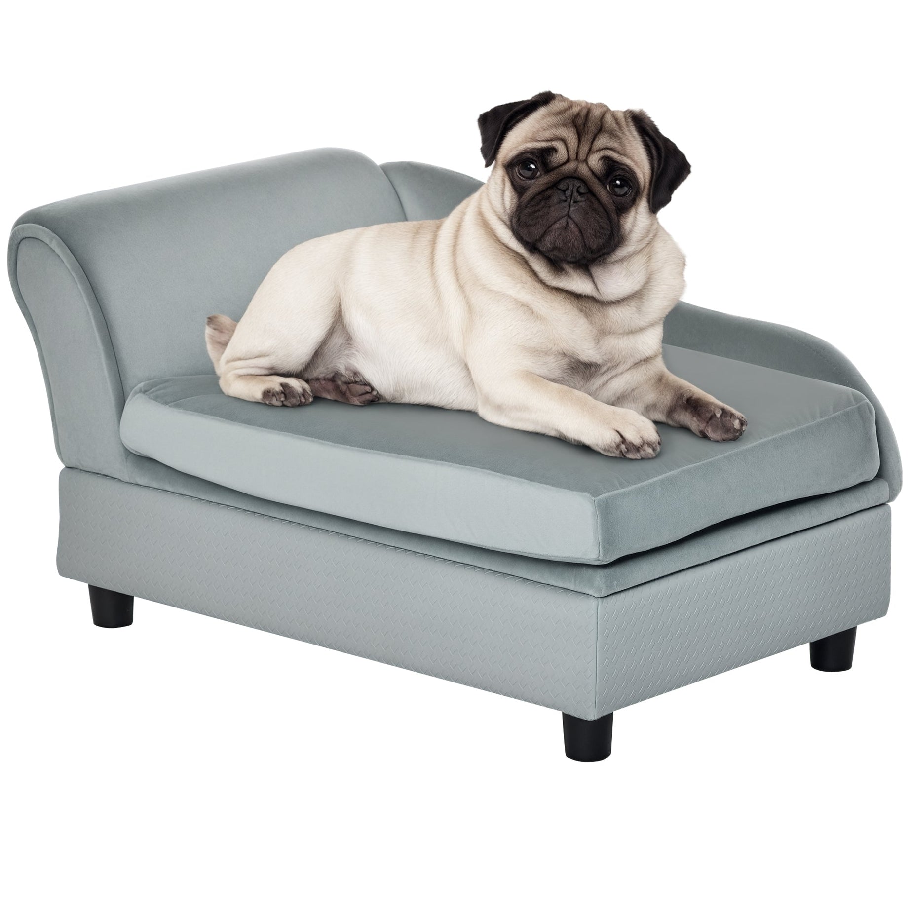 Pet Sofa Couch with Hidden Storage - Tufted Foam Cushion