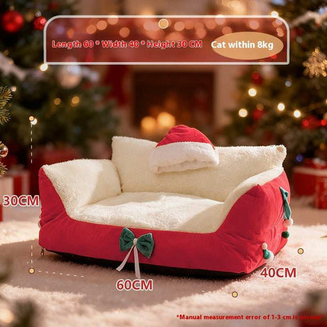 Christmas Cat Bed for Winter Warmth - Cozy Bolster Pet Nest