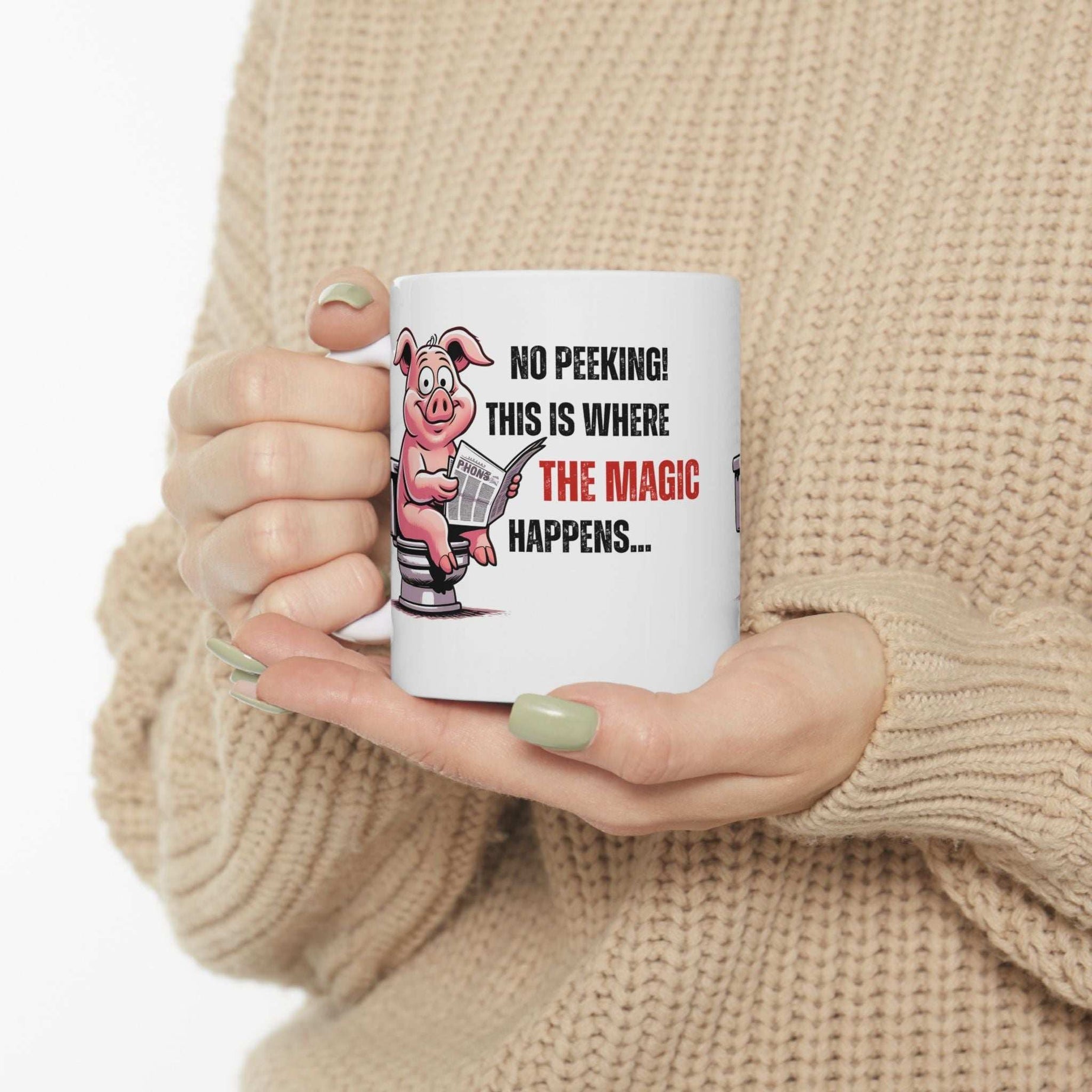Funny Ceramic Mug - 'No Peeking!' Pig Design - Perfect Gift for Friends or Family