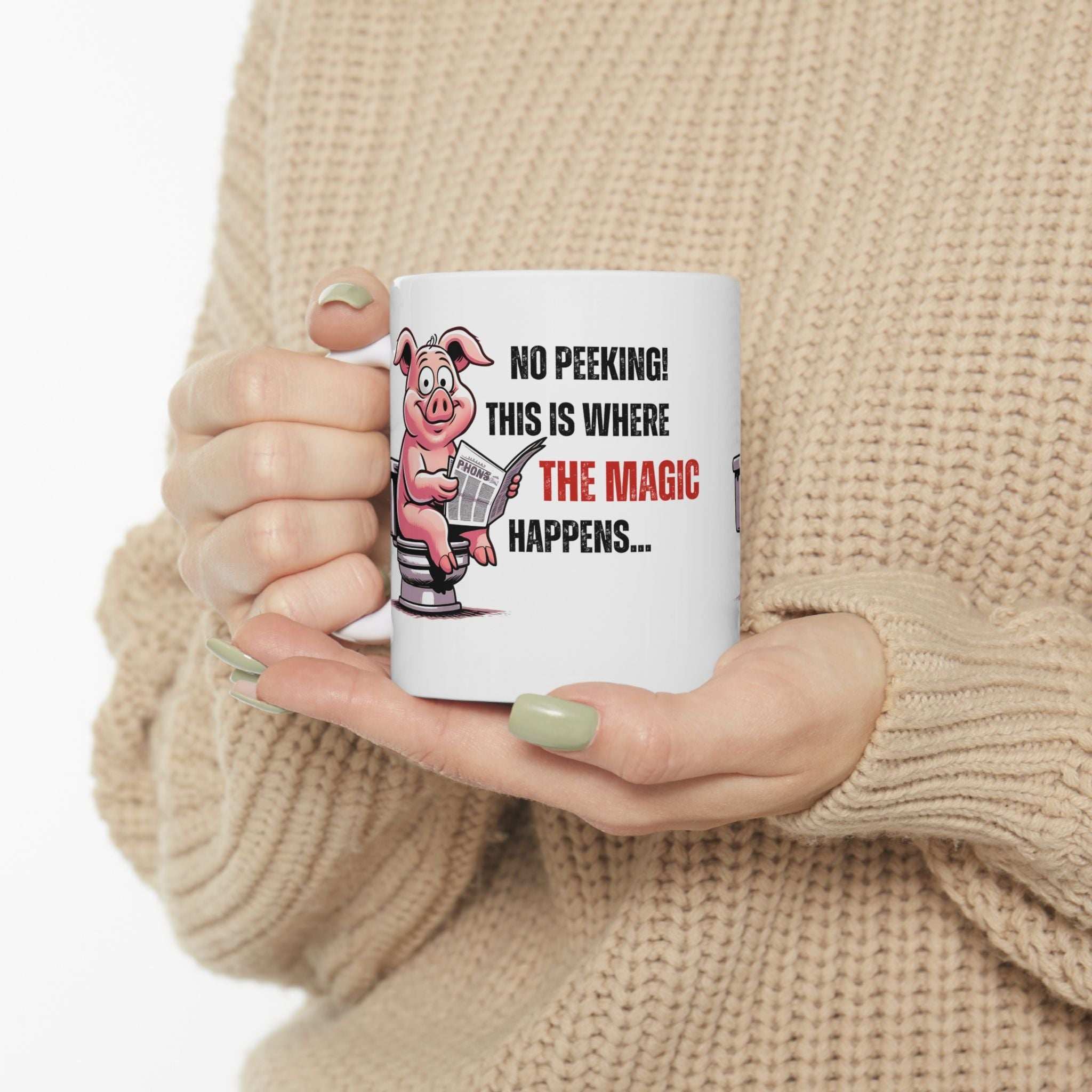 Funny Ceramic Mug - 'No Peeking!' Pig Design - Perfect Gift for Friends or Family