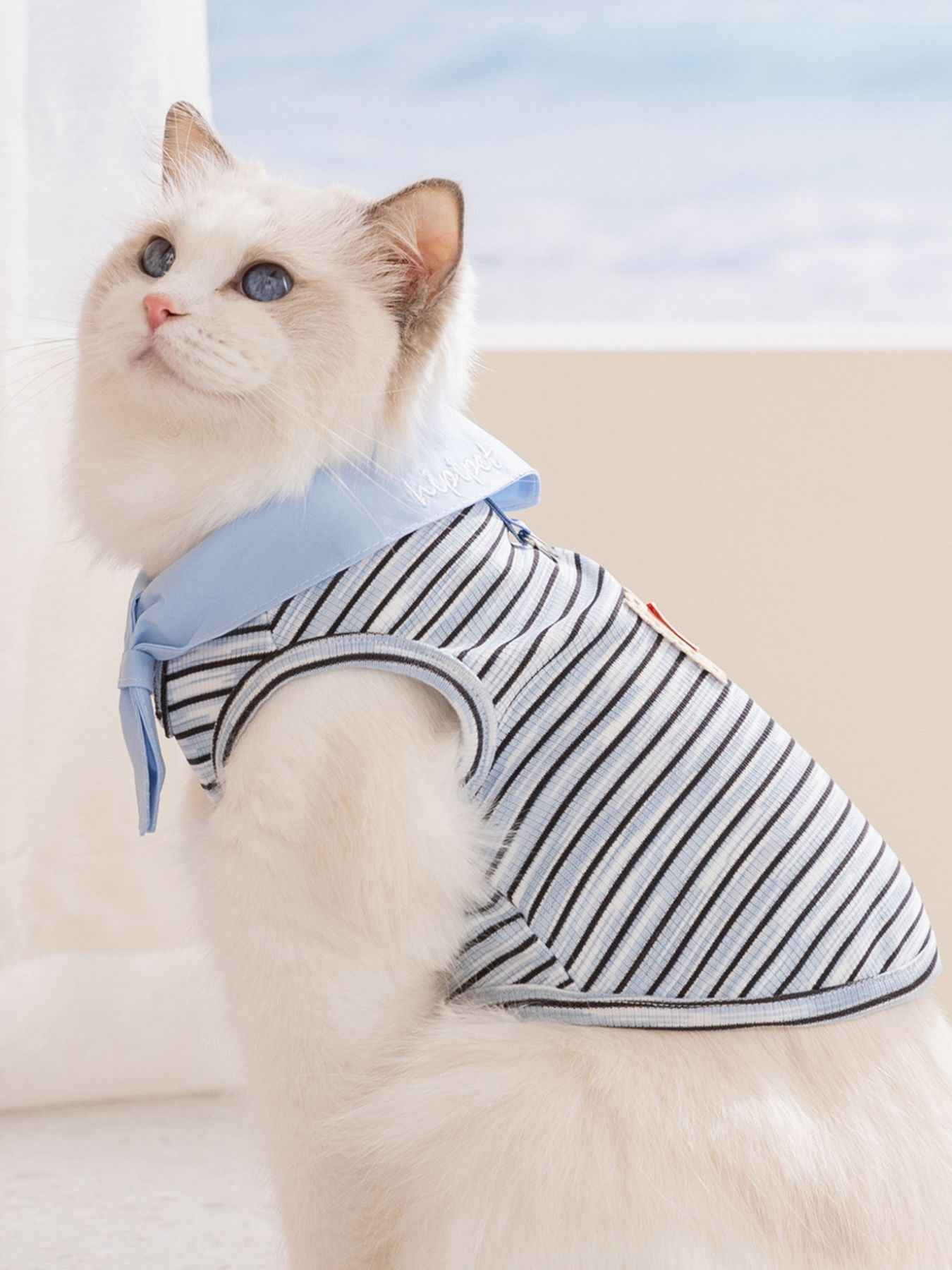 Pet Striped Tie-Front Top - Cute Small Pet Summer Shirt