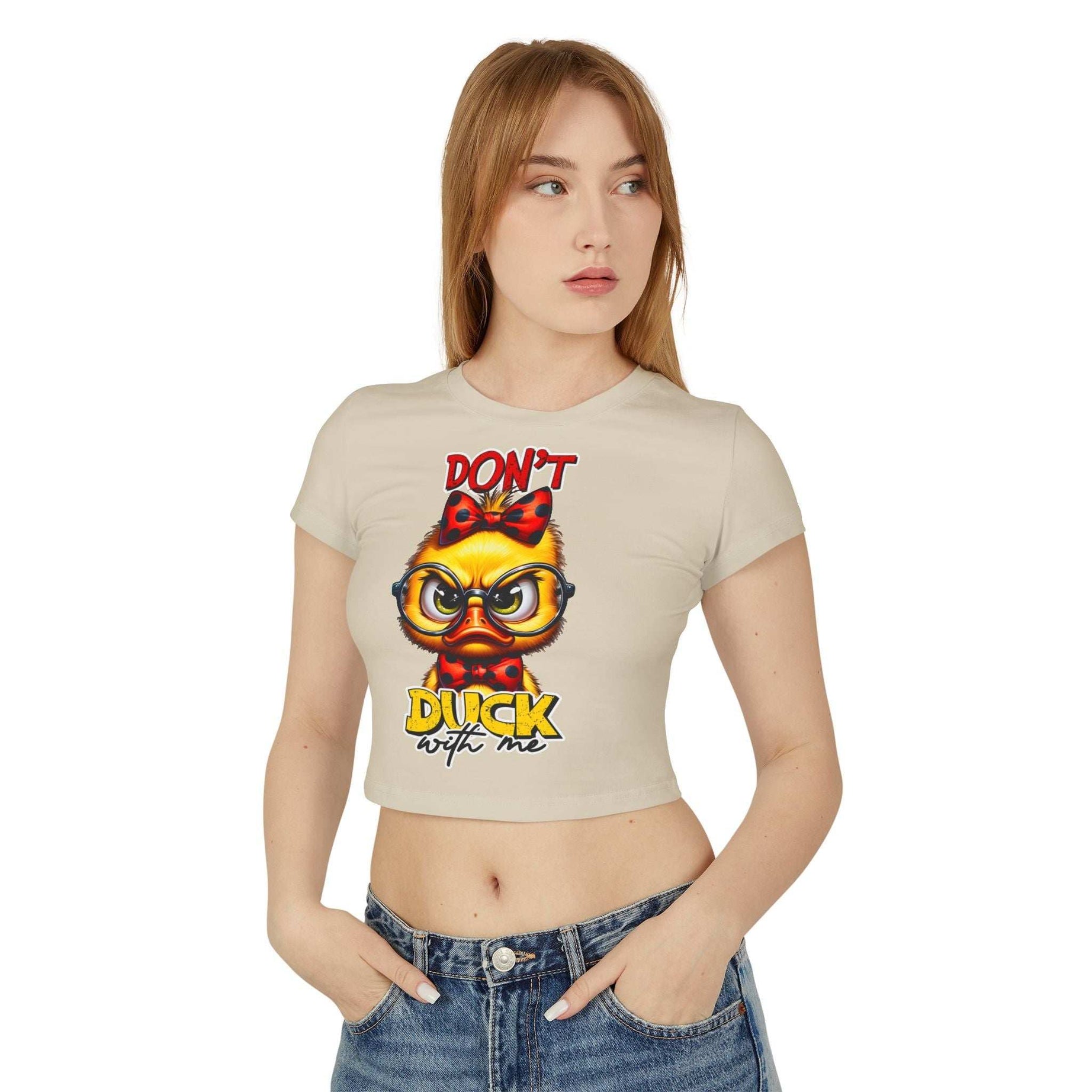 Funny Duck Graphic Women's Baby Tee - Don't Duck with Me