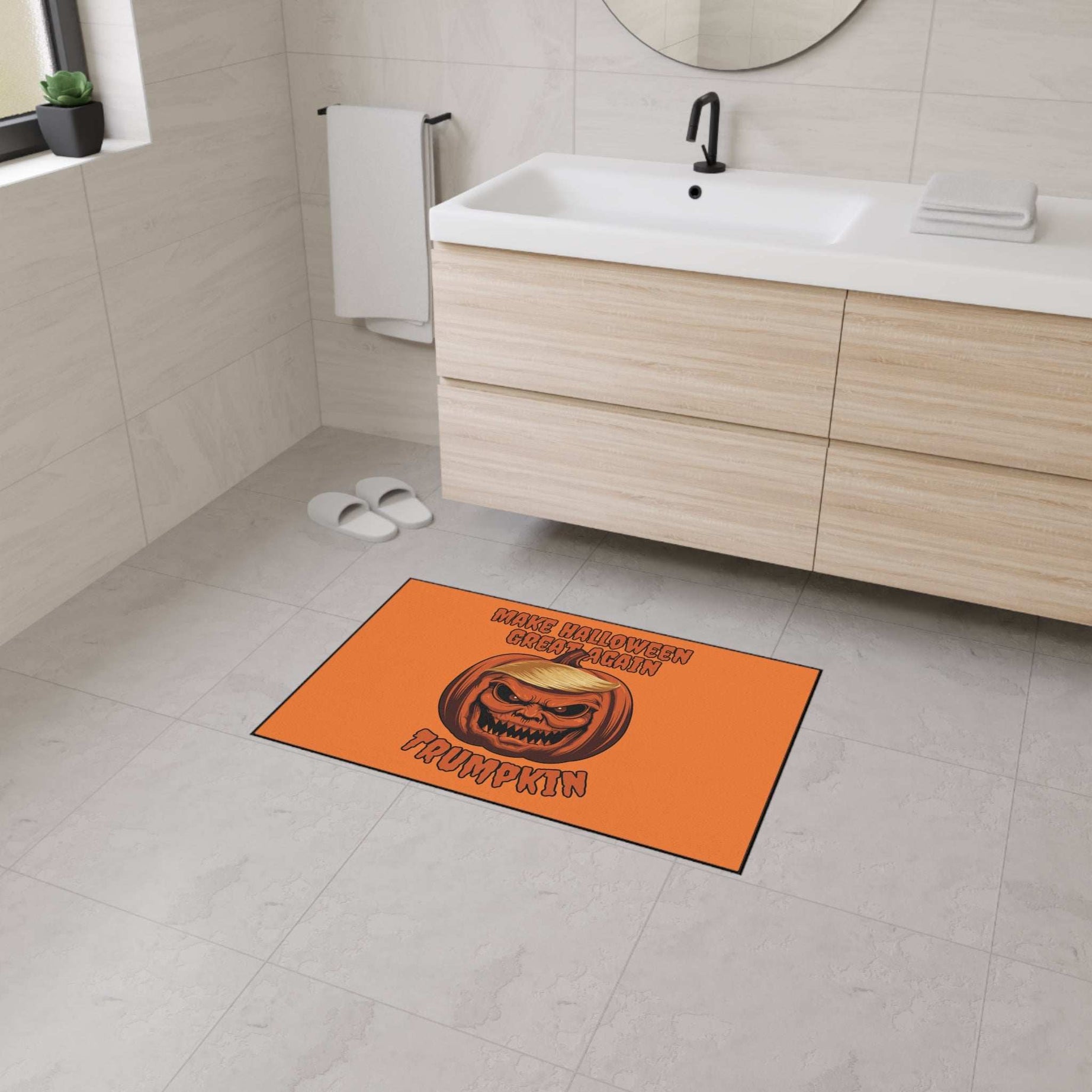 Make Halloween Great Again Floor Mat - Trump Pumpkin Doormat