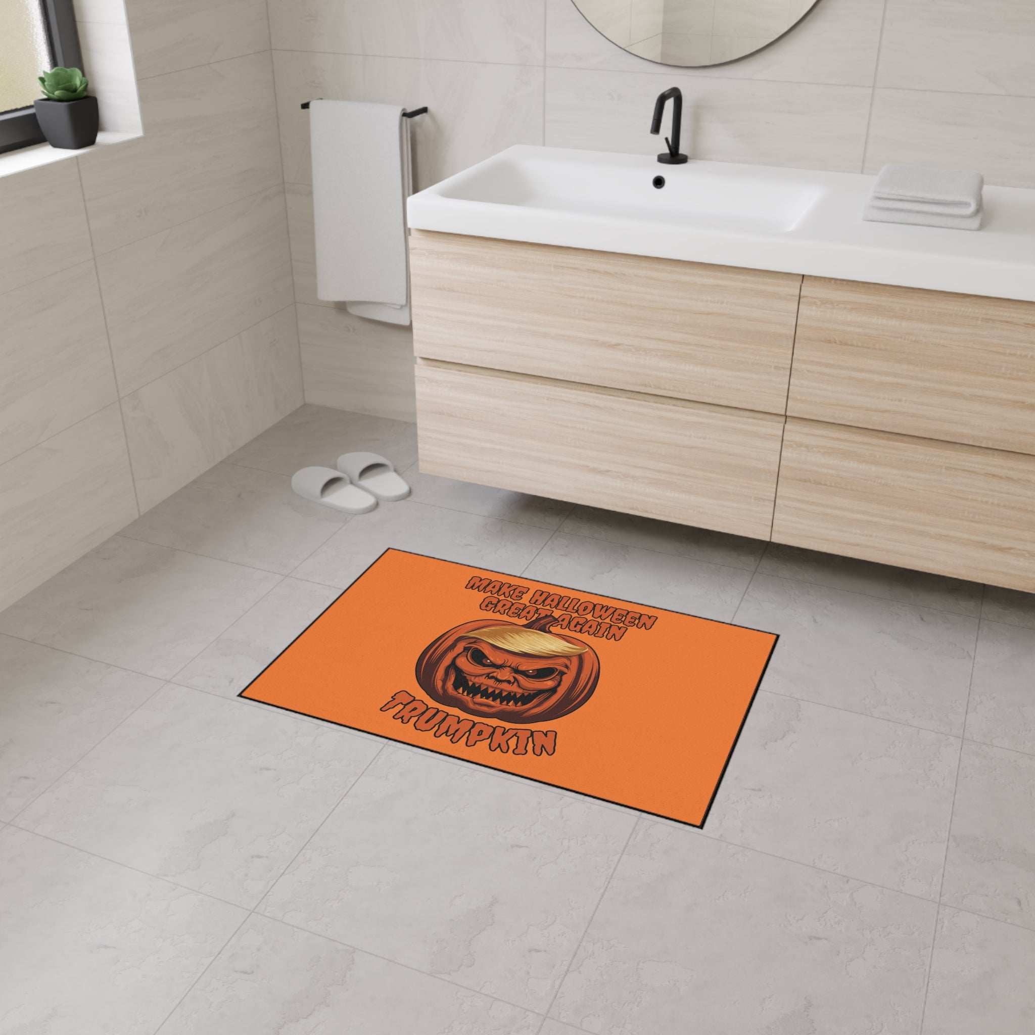 Make Halloween Great Again Floor Mat - Trump Pumpkin Doormat