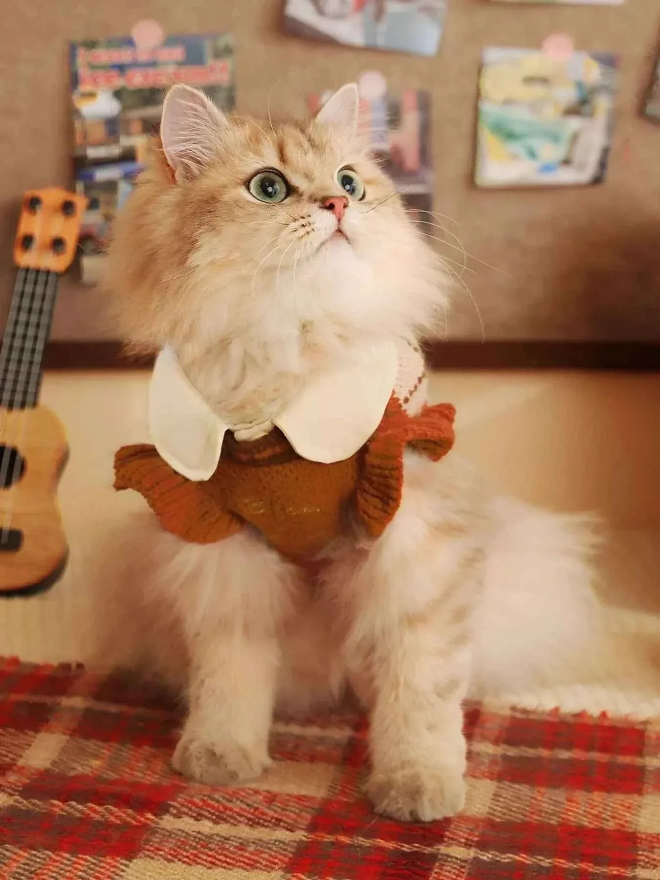 Argyle Pattern Pet Sweater - Stretchy Ruffled Top