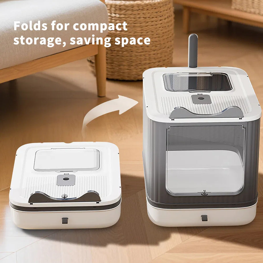 Cat Litter Box Enclosed Dual Entry - Drawer Tray Odor Free