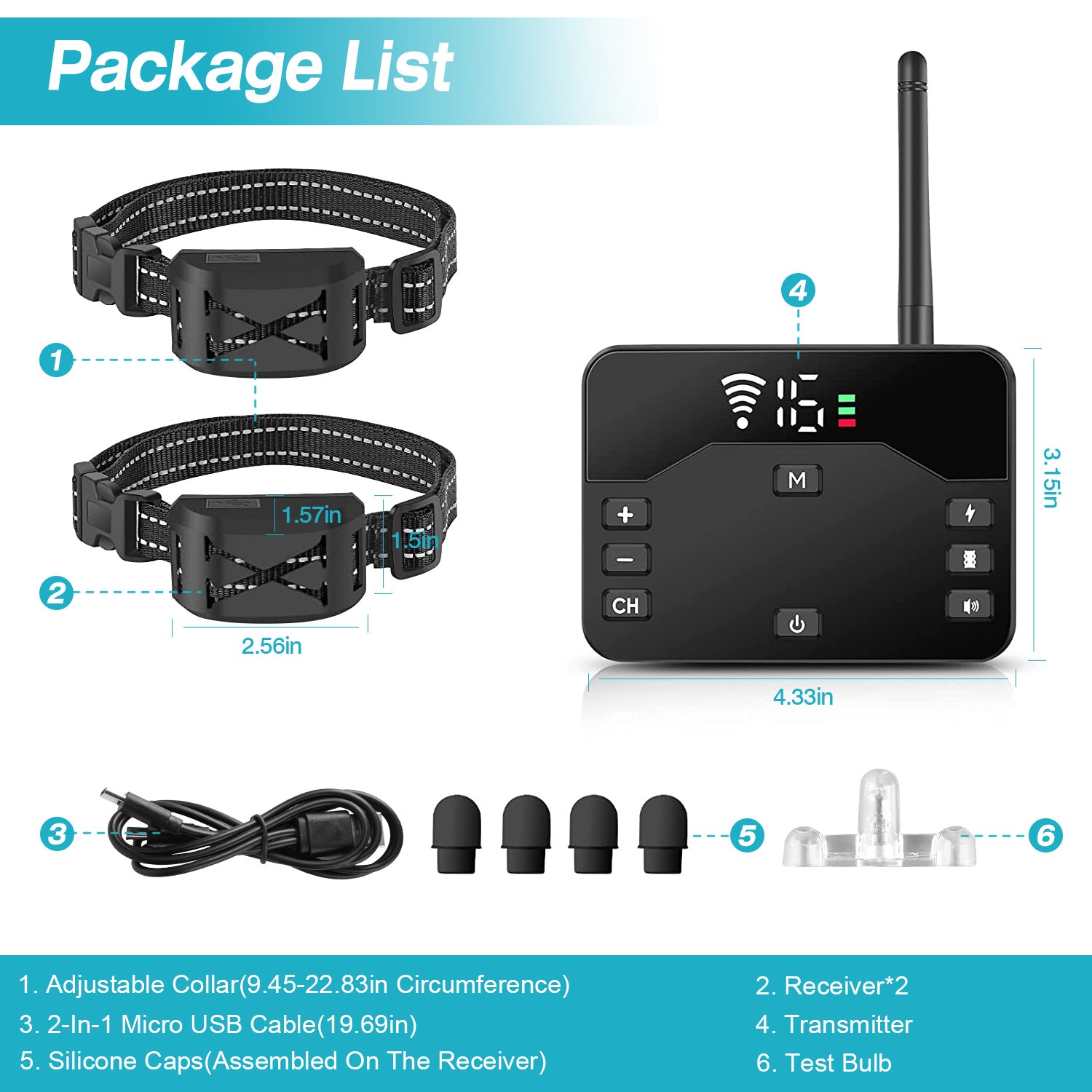 Dog Wireless Fence 2-in-1 - Training Collar System 2 Receivers