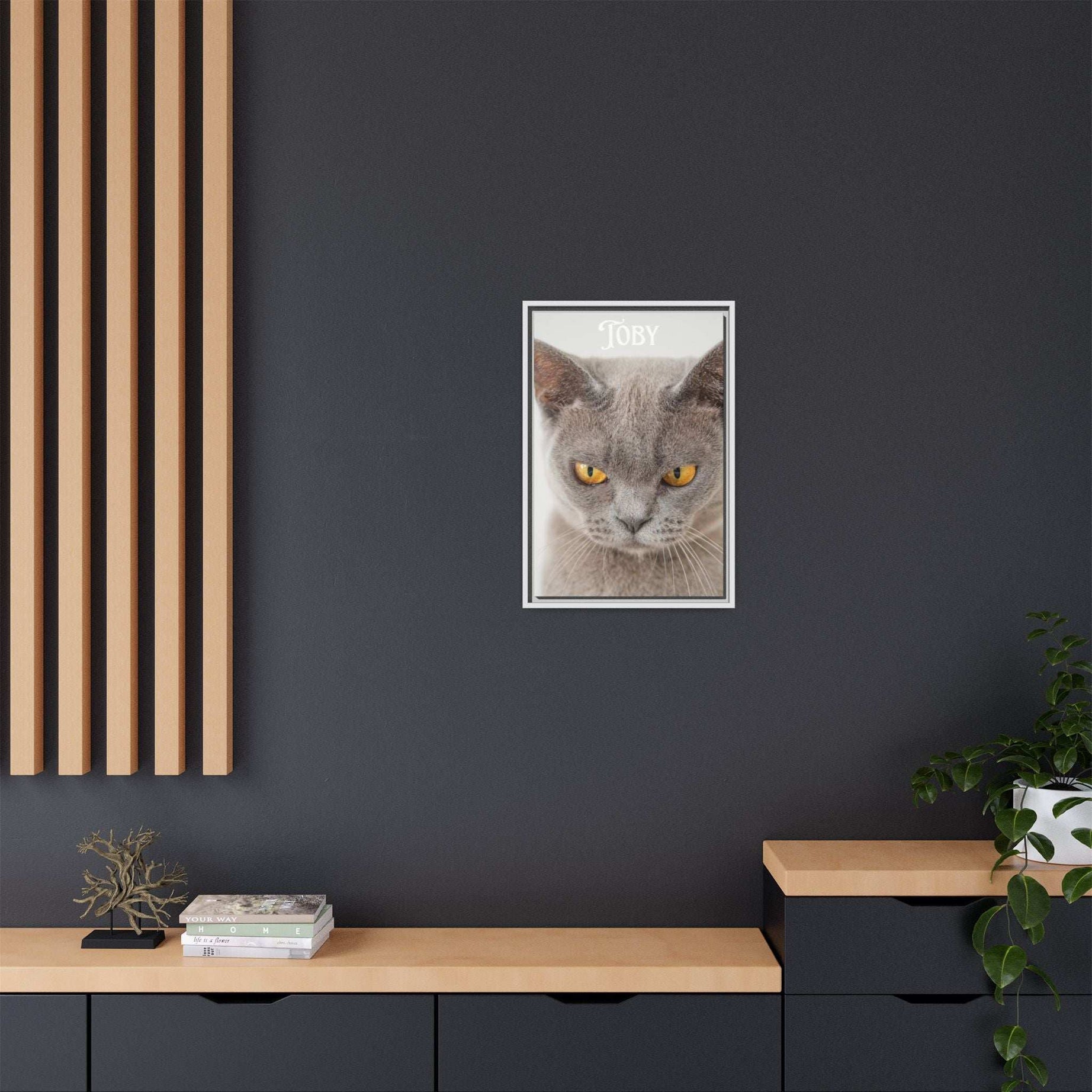 Personalized Photo Wall Art - Framed Matte Canvas Print for Pet Lovers - Customizable Name Print