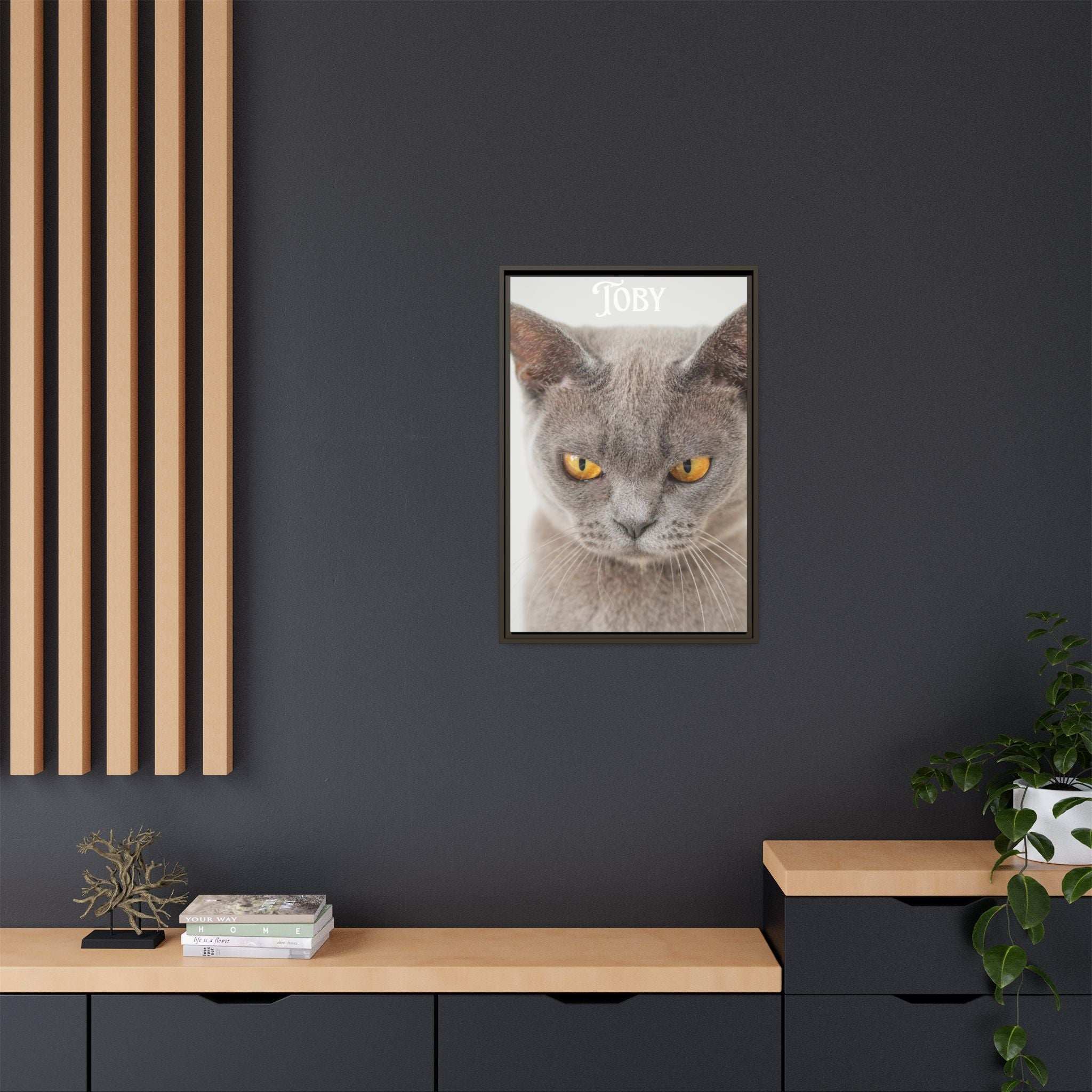 Personalized Photo Wall Art - Framed Matte Canvas Print for Pet Lovers - Customizable Name Print