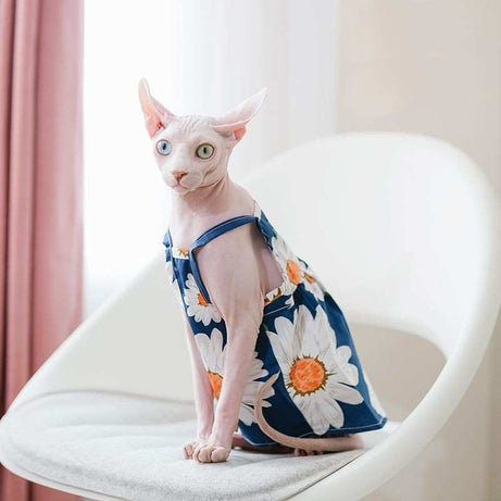 Sleeveless Pure Cotton Flower Dress For Small Pets - XS to M