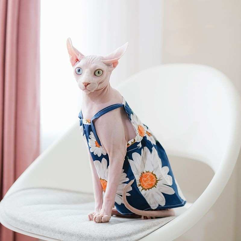 Sleeveless Pure Cotton Flower Dress For Small Pets - XS to M