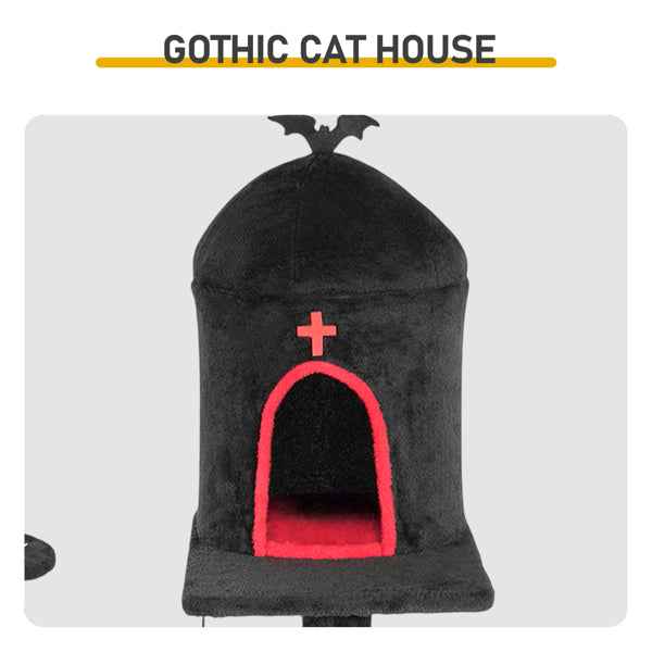 Gothic Cat Tree Coffin Bed - 53in Tower Condo Large Cats