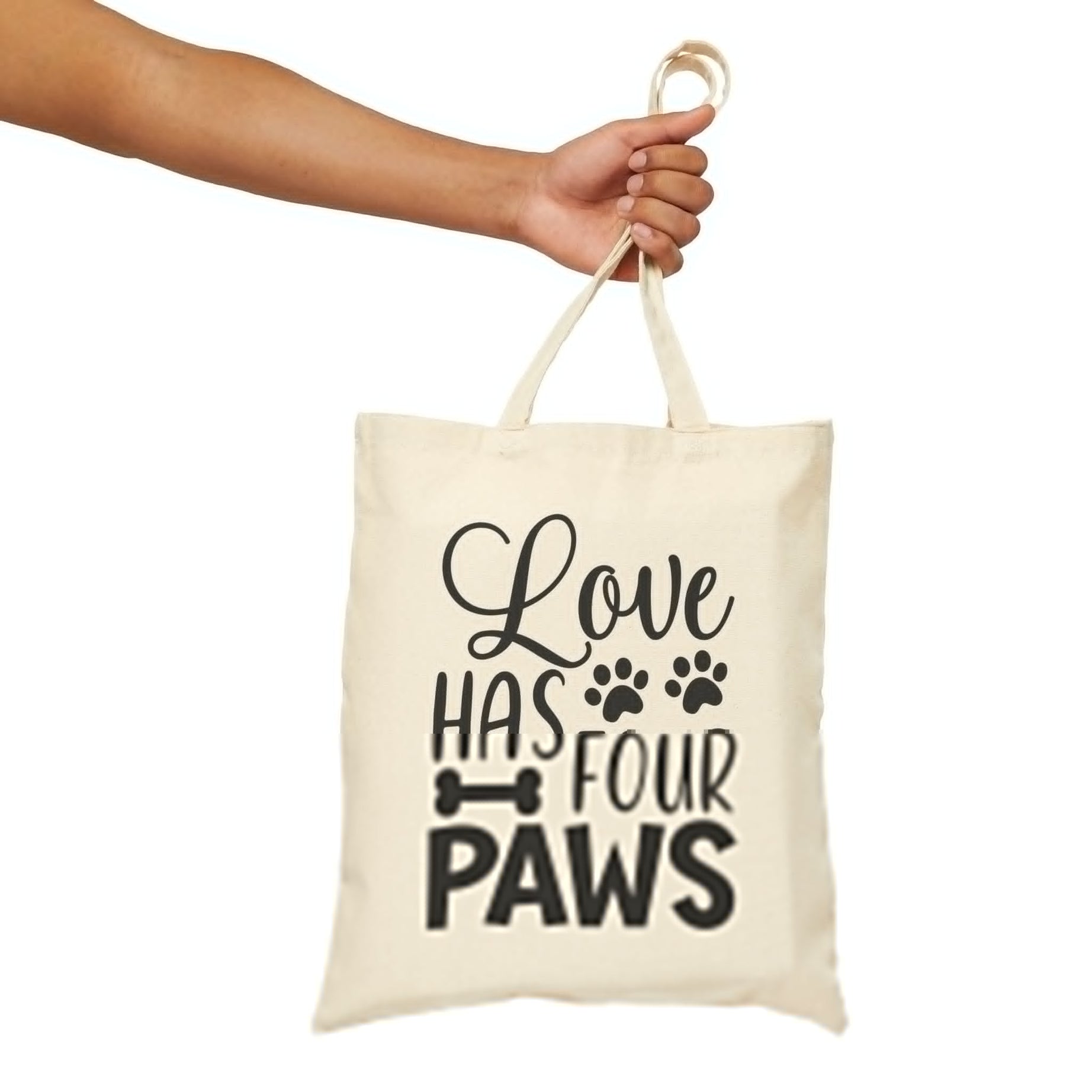 Funny Dog Mom Cotton Canvas Tote Bag - Love Has Four Paws