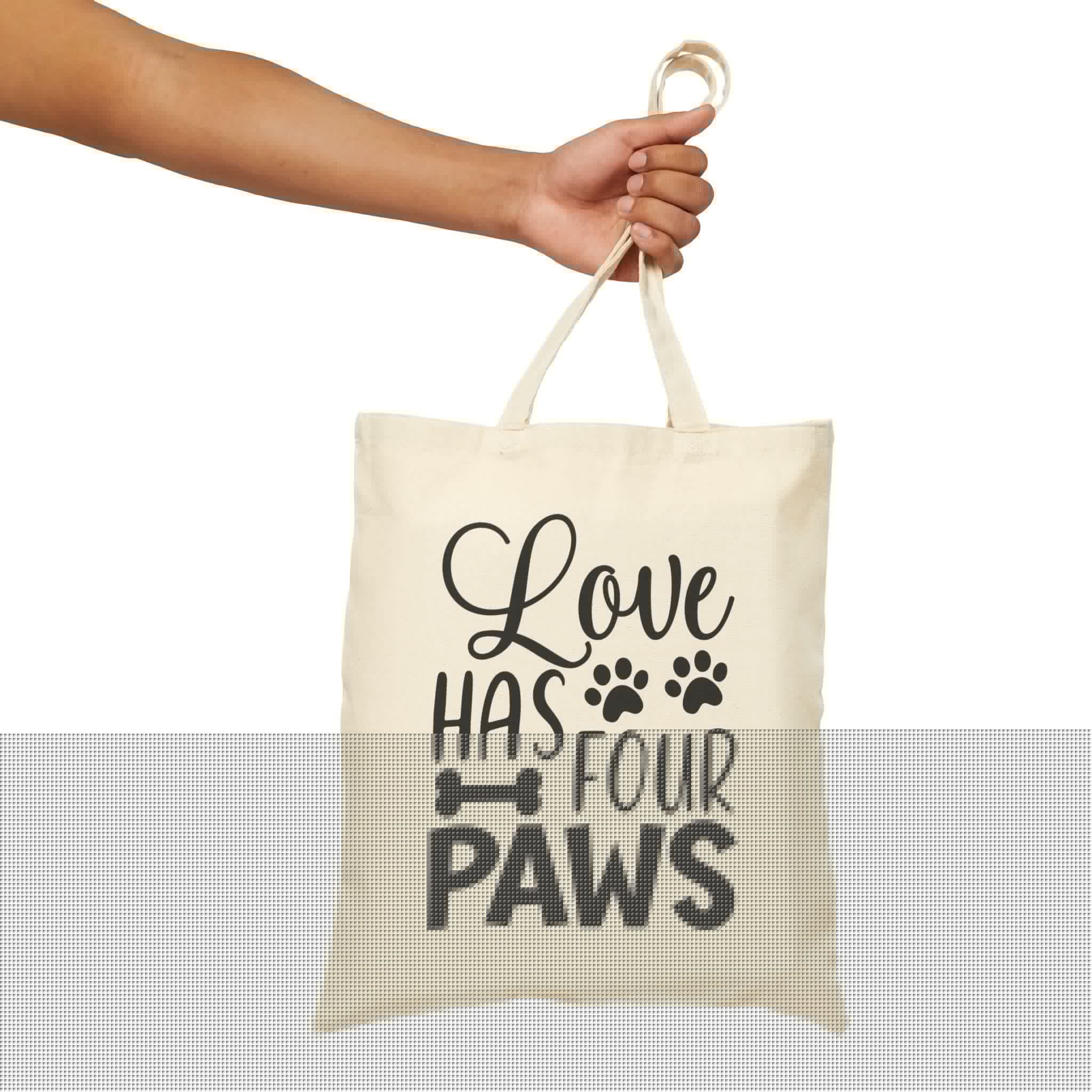 Funny Dog Mom Cotton Canvas Tote Bag - Love Has Four Paws