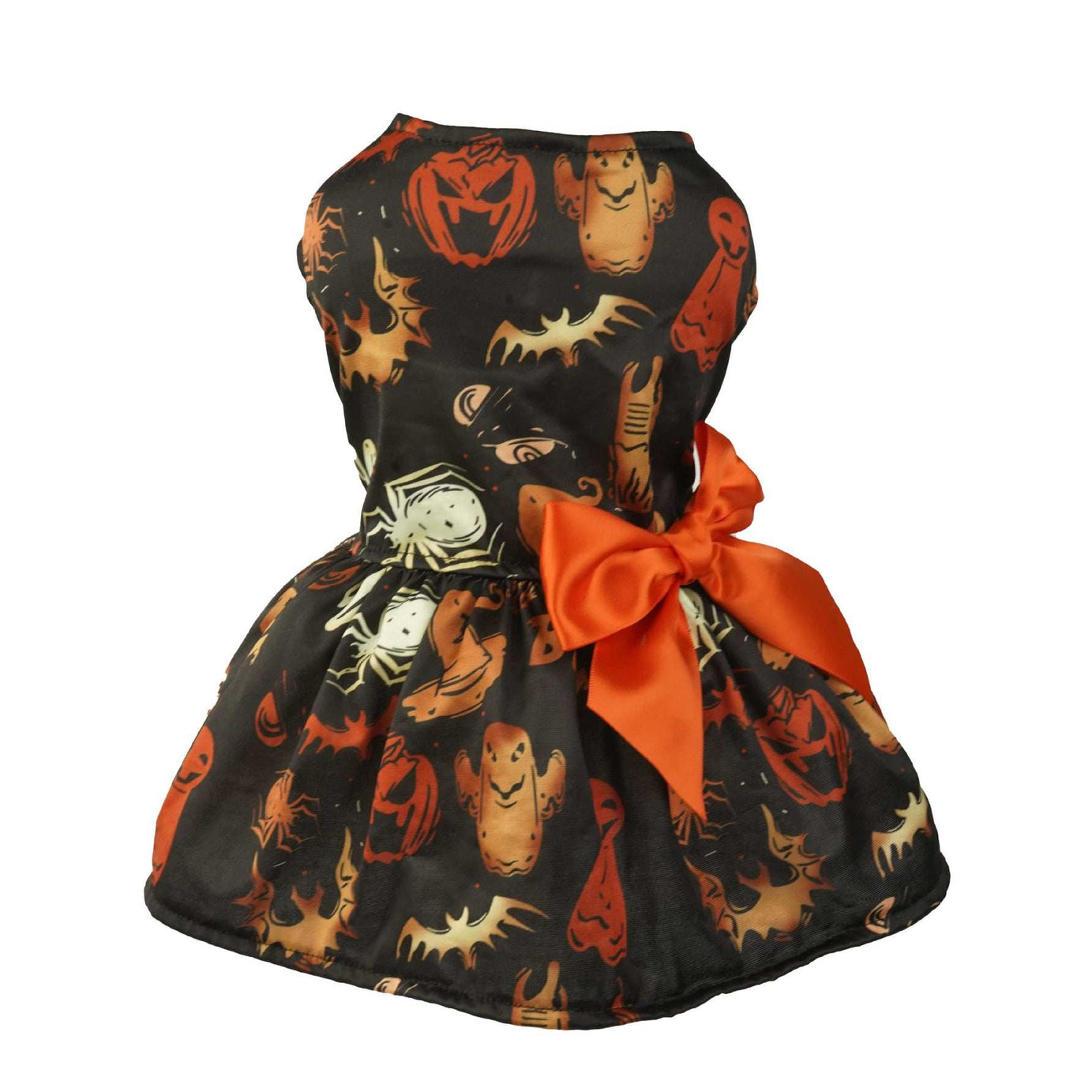 Pumpkin Print Halloween Dress - Adorable Mesh Outfit for Small Dogs & Cats