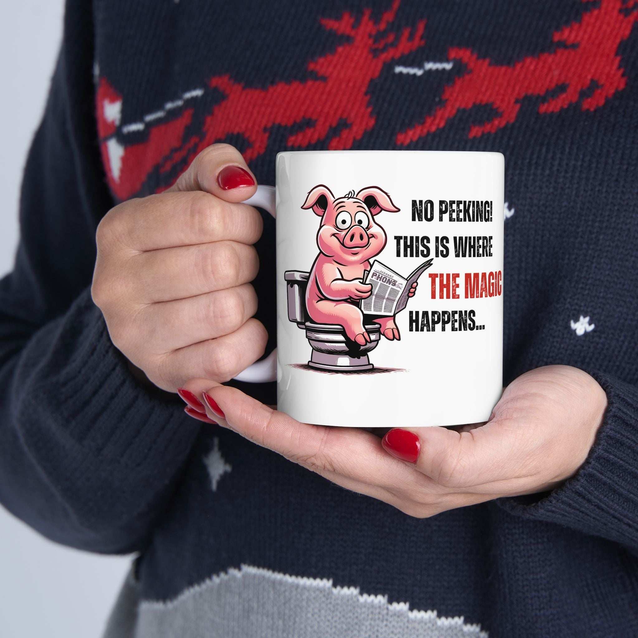 Funny Ceramic Mug - 'No Peeking!' Pig Design - Perfect Gift for Friends or Family