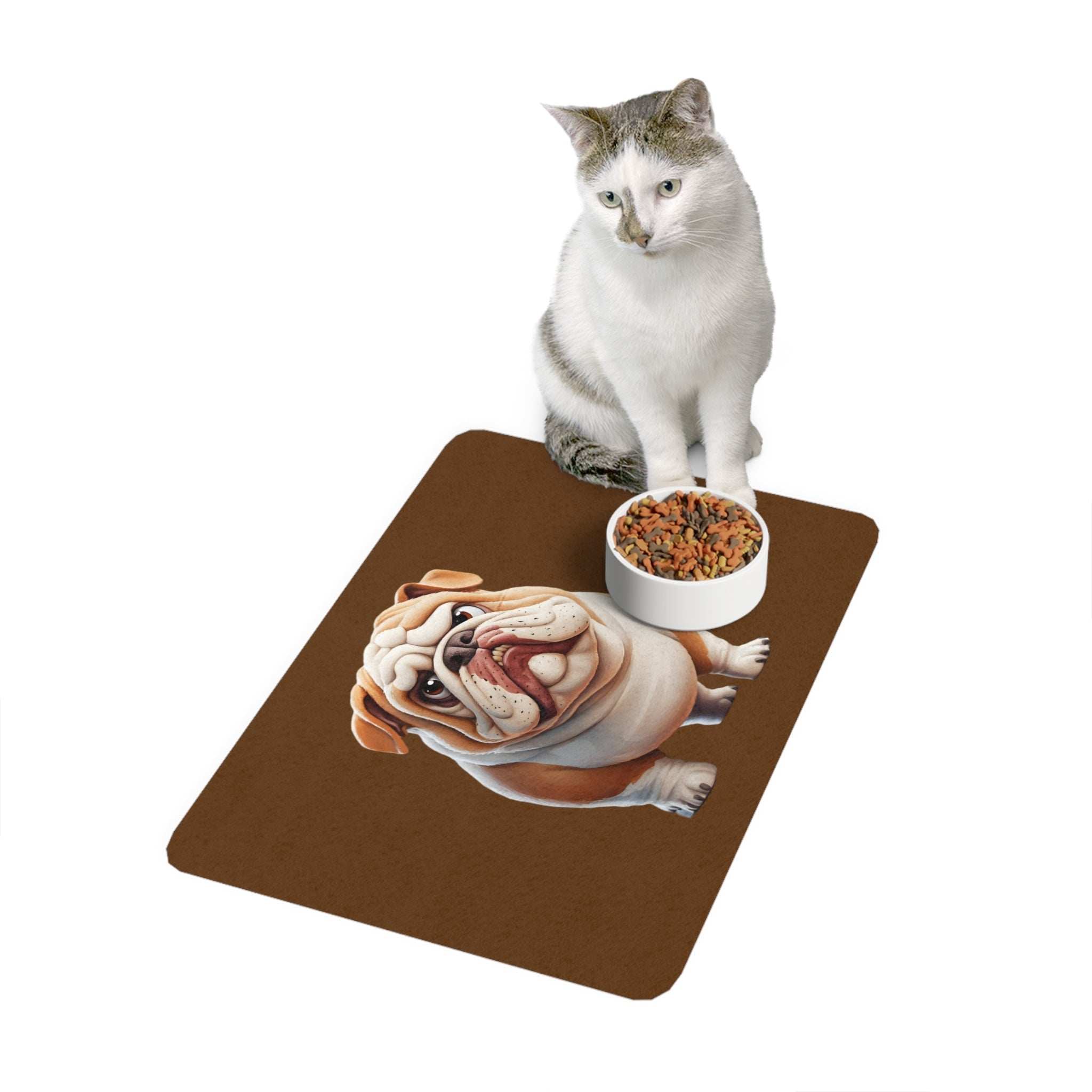 Adorable Bulldog Pet Food Mat - Non-Slip Feeding Mat for Dogs