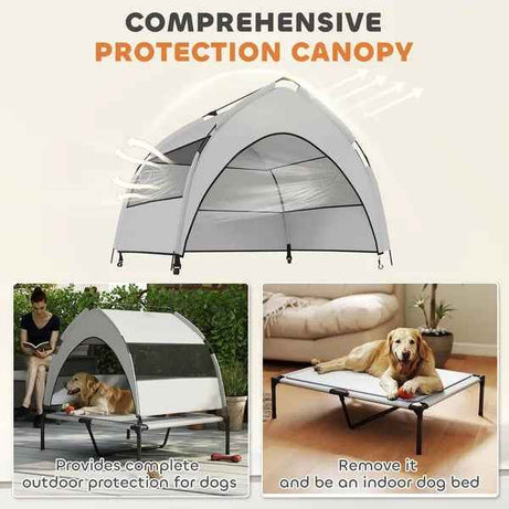 Elevated Dog Bed With Removable Canopy - Portable Outdoor Raised Cot