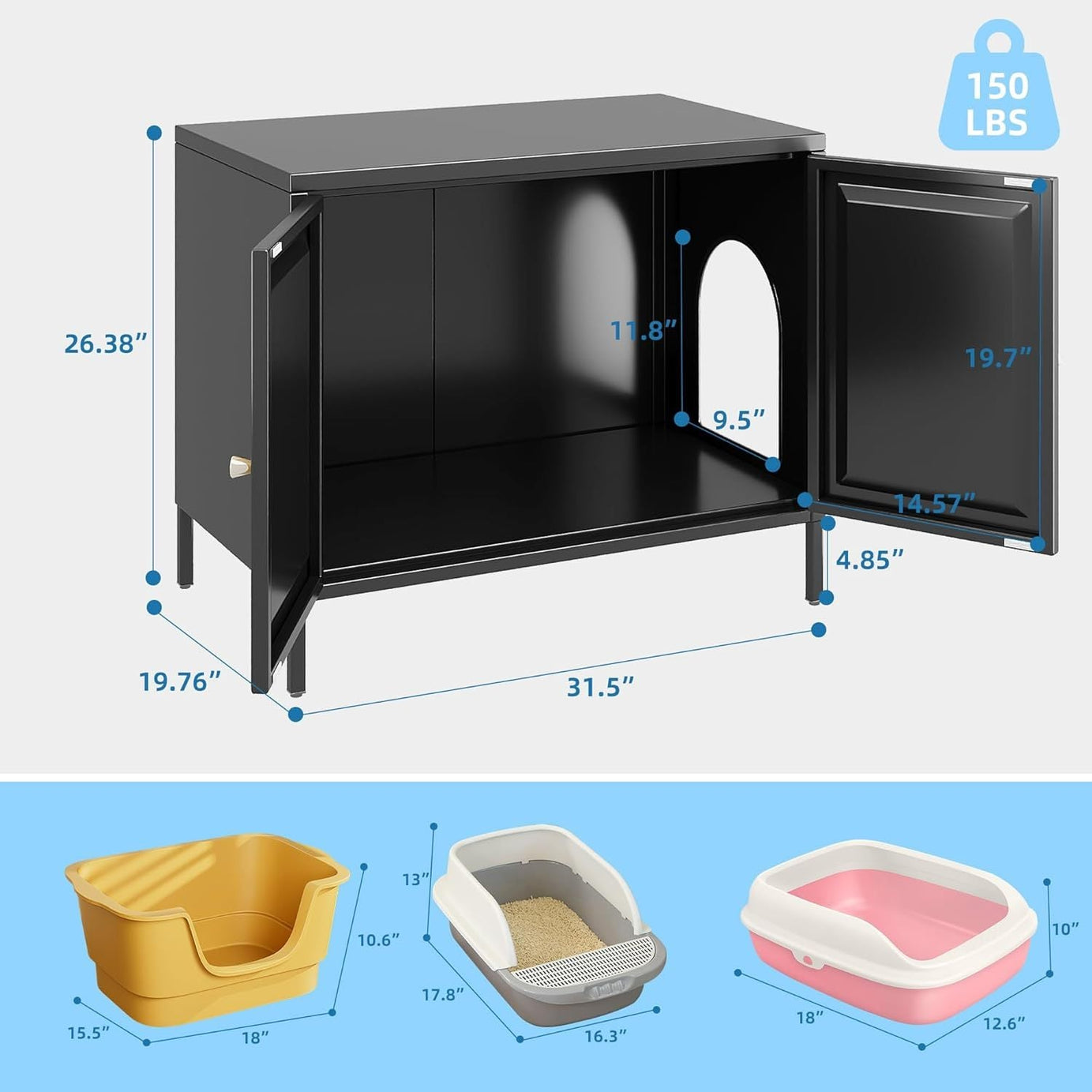 Hidden Barn Cabinet - Metal Cat Litter Box Enclosure