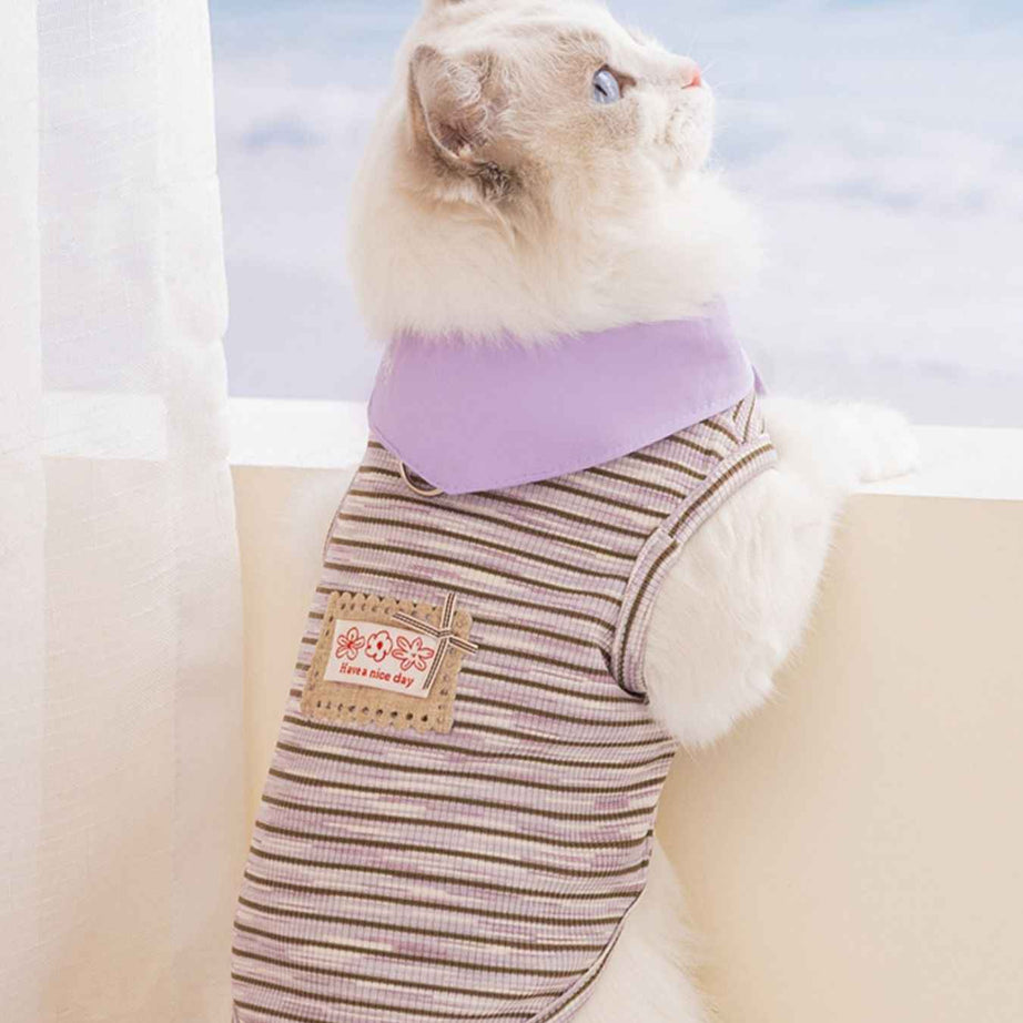 Pet Striped Tie-Front Top - Cute Small Pet Summer Shirt