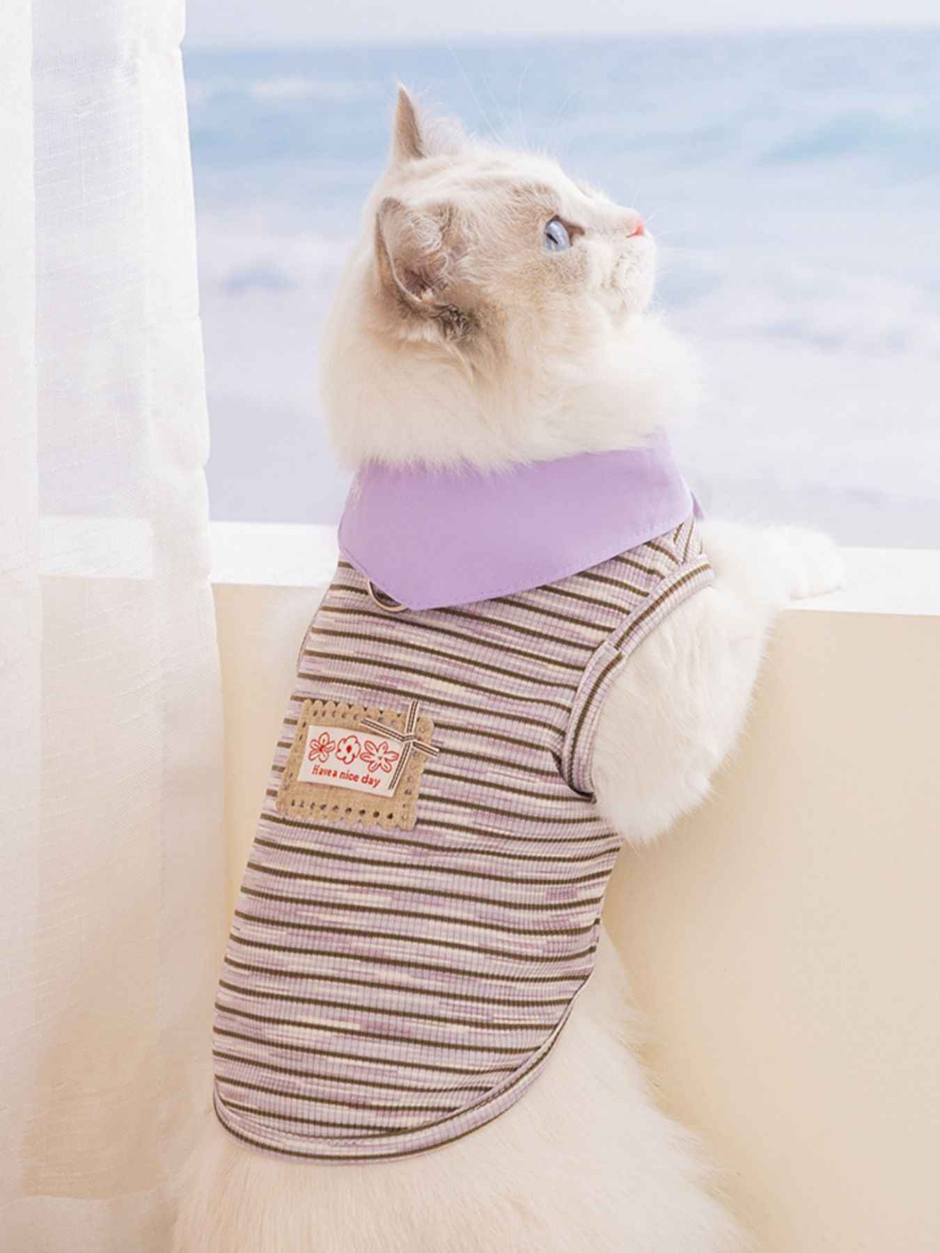 Pet Striped Tie-Front Top - Cute Small Pet Summer Shirt