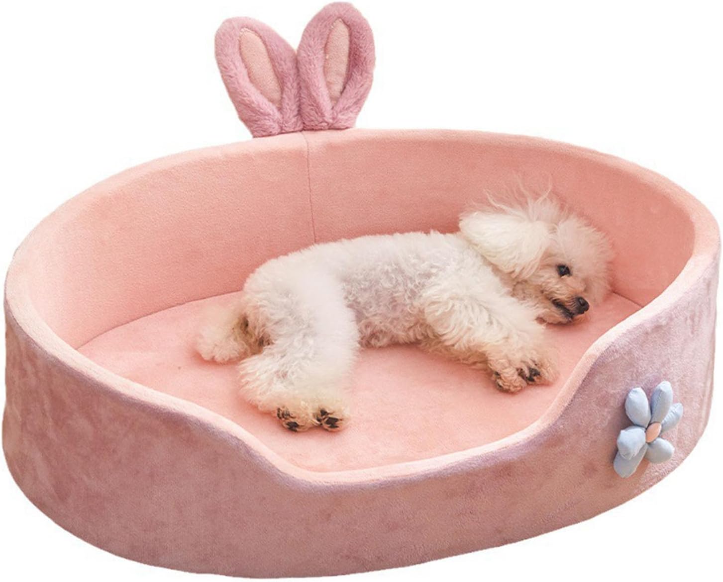 Pink Princess Pet Bed - Rabbit Ear Calming Cushion