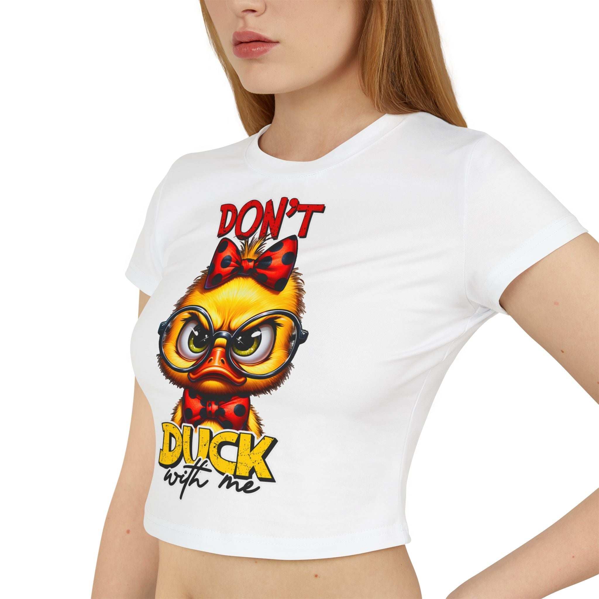 Funny Duck Graphic Women's Baby Tee - Don't Duck with Me