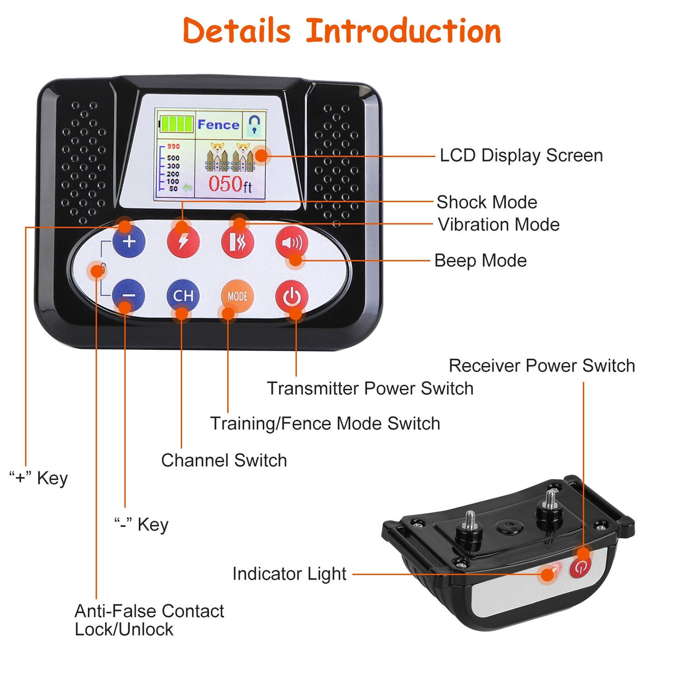 Dog Wireless Fence Training Collar - 990FT Remote with 3 Modes