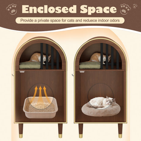 Cat Litter Box Enclosure 2-in-1 - Condo Bed Cat Furniture