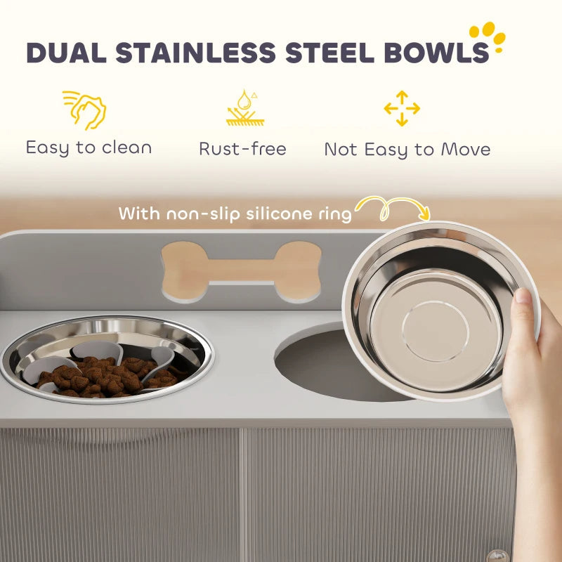Elevated Dog Bowls - Modern Gray Design