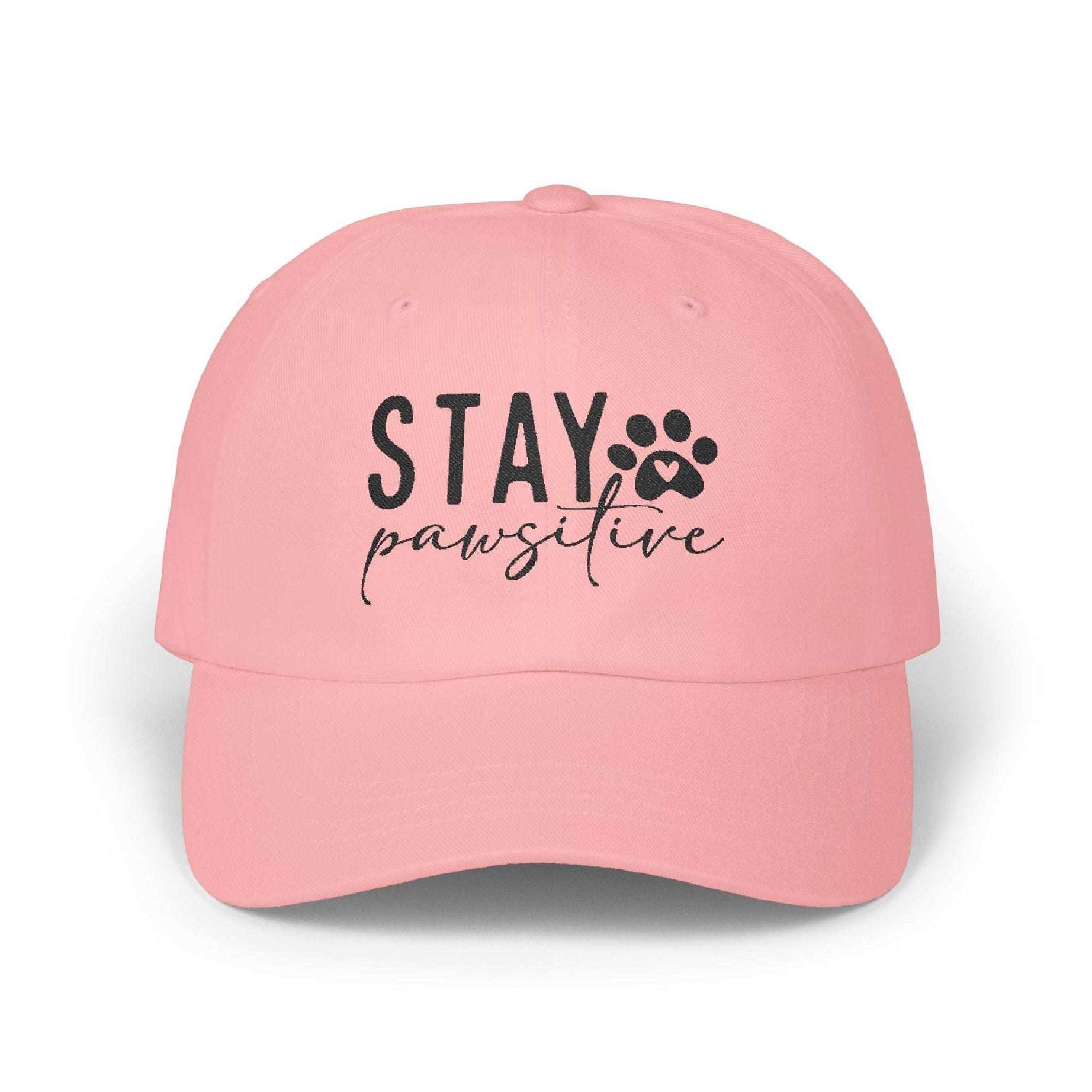 Stay Pawsitive Embroidered Dad Cap - Inspirational Pet Lover Baseball Hat