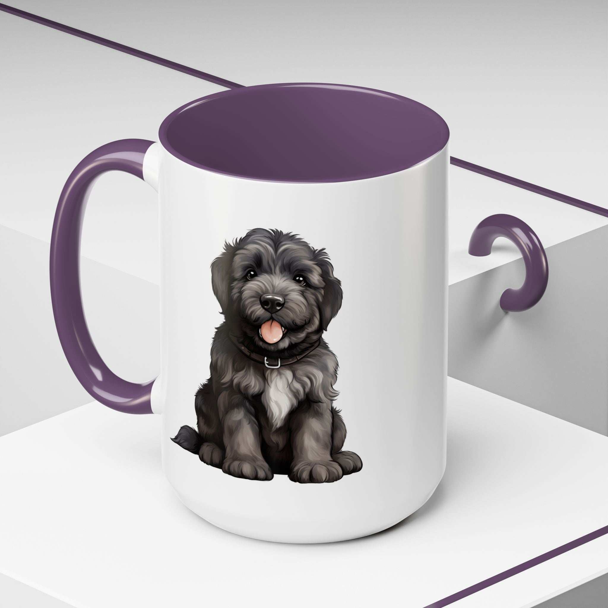 Cute Bouvier Des Flanders Dog Design Accent Coffee Mug - 11oz & 15oz