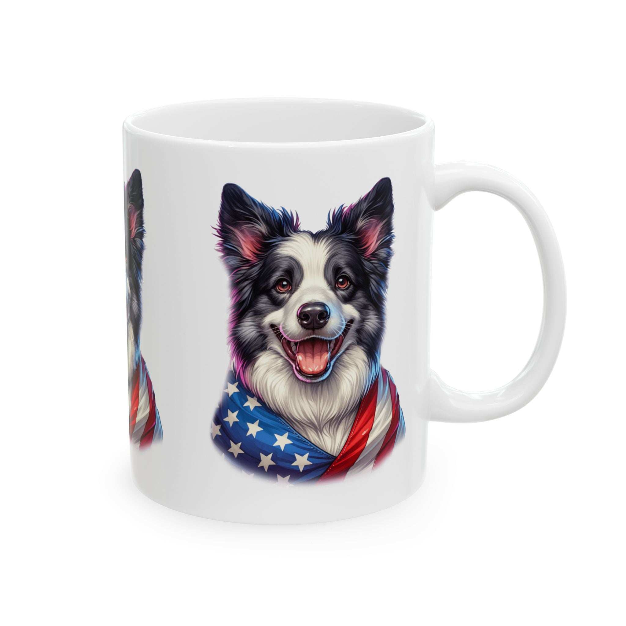 Border Collie Patriotic Dog Ceramic Mug - 11oz & 15oz