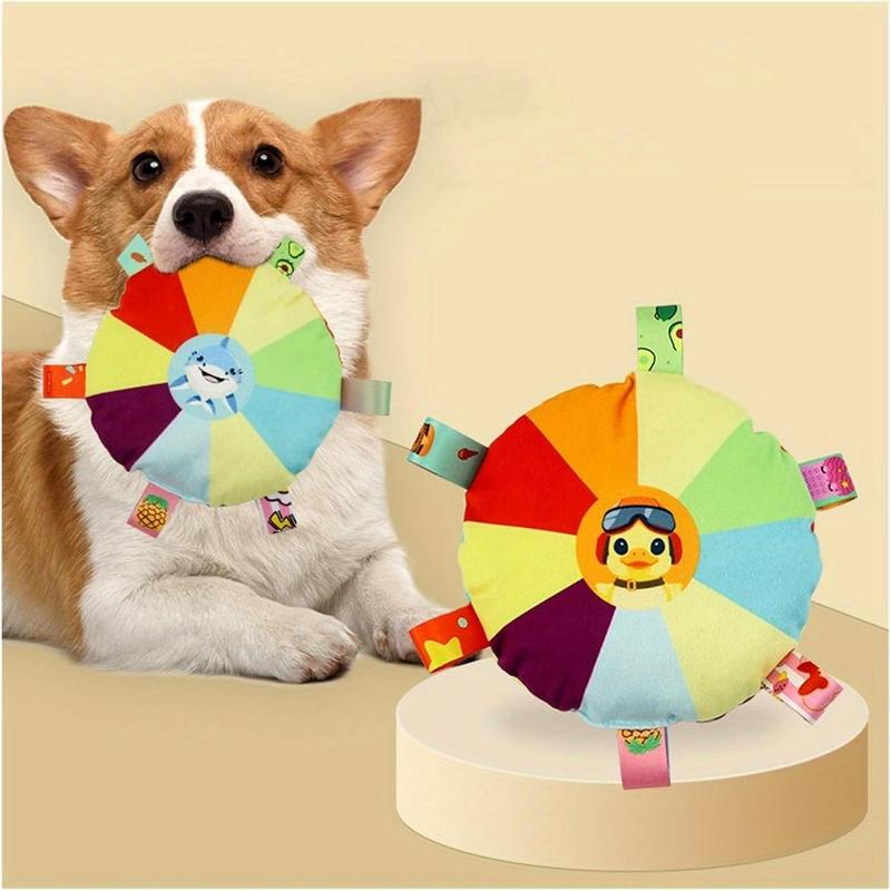 Plush Flying Disc Dog Toy with Bells - Tug of War