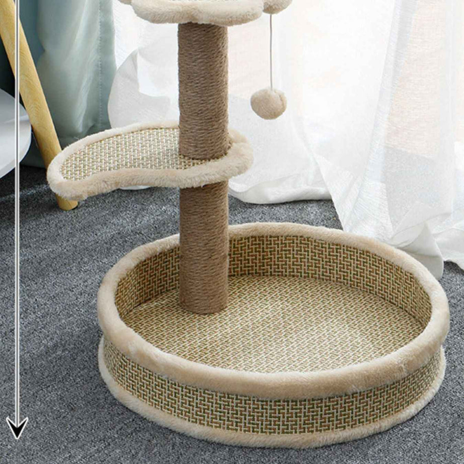 Cat Scratching Post with Bed - Sisal Tower and Toy