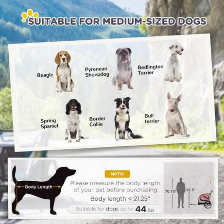 Pet Bike Trailer & Stroller - 2-in-1 for Small Dogs