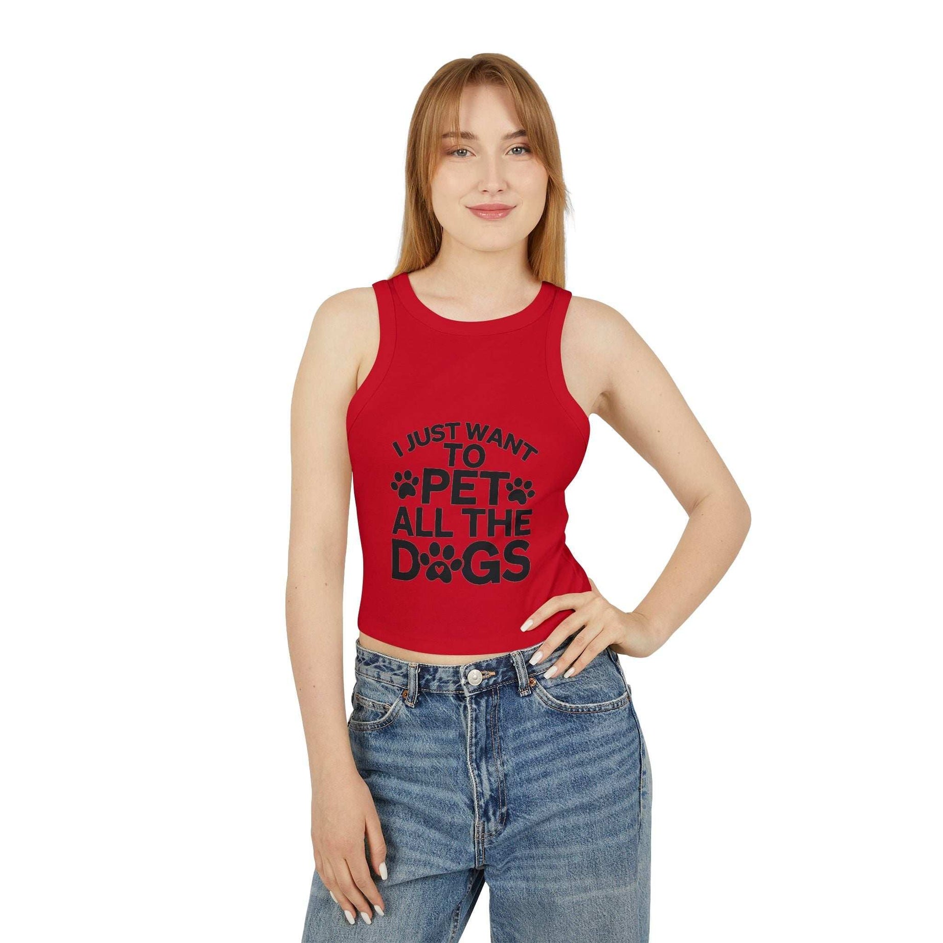 I Just Want to Pet All the Dogs - Women's Micro Rib Racer Tank Top - Cute Pet Lover Apparel