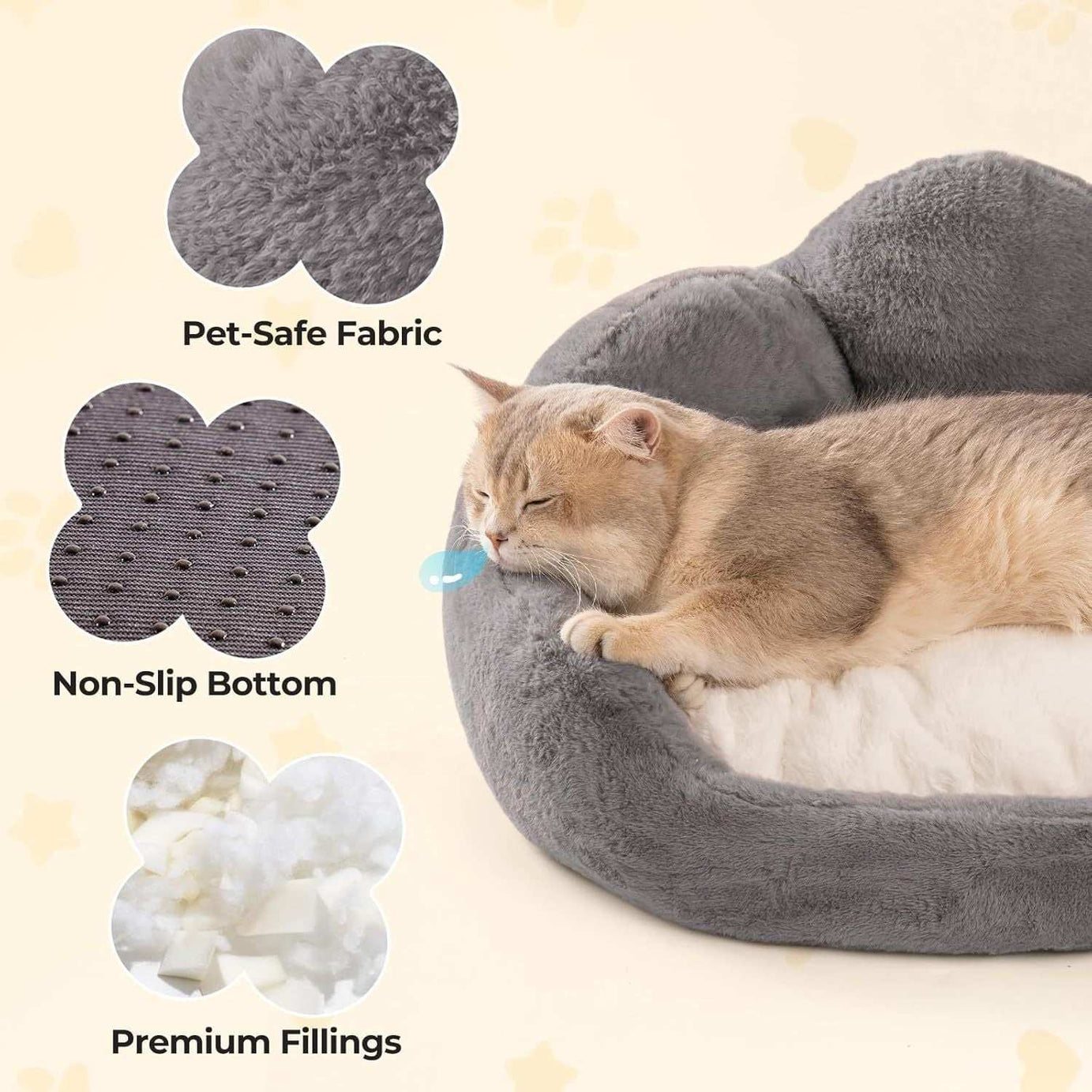 Flower-Shaped Pet Bed - Fluffy Washable Couch for Cats & Small Dogs