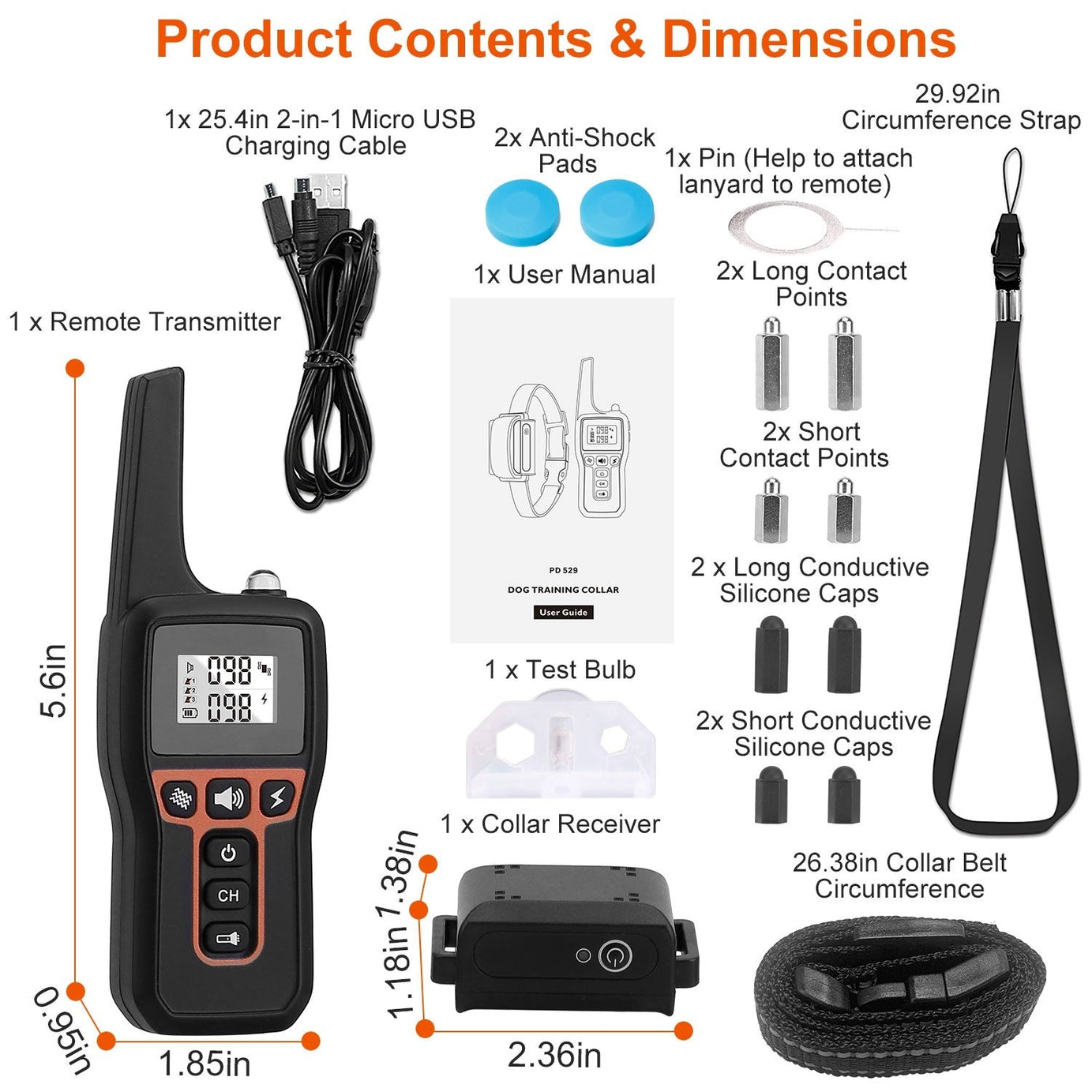 Dog Training Collar - 3280ft Range IP67 Waterproof 3 Modes