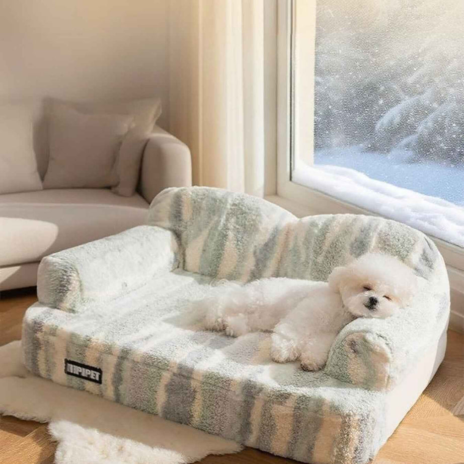Pet Plush Bolster Bed Semi-Enclosed - Cozy Nest for Cats and Dogs