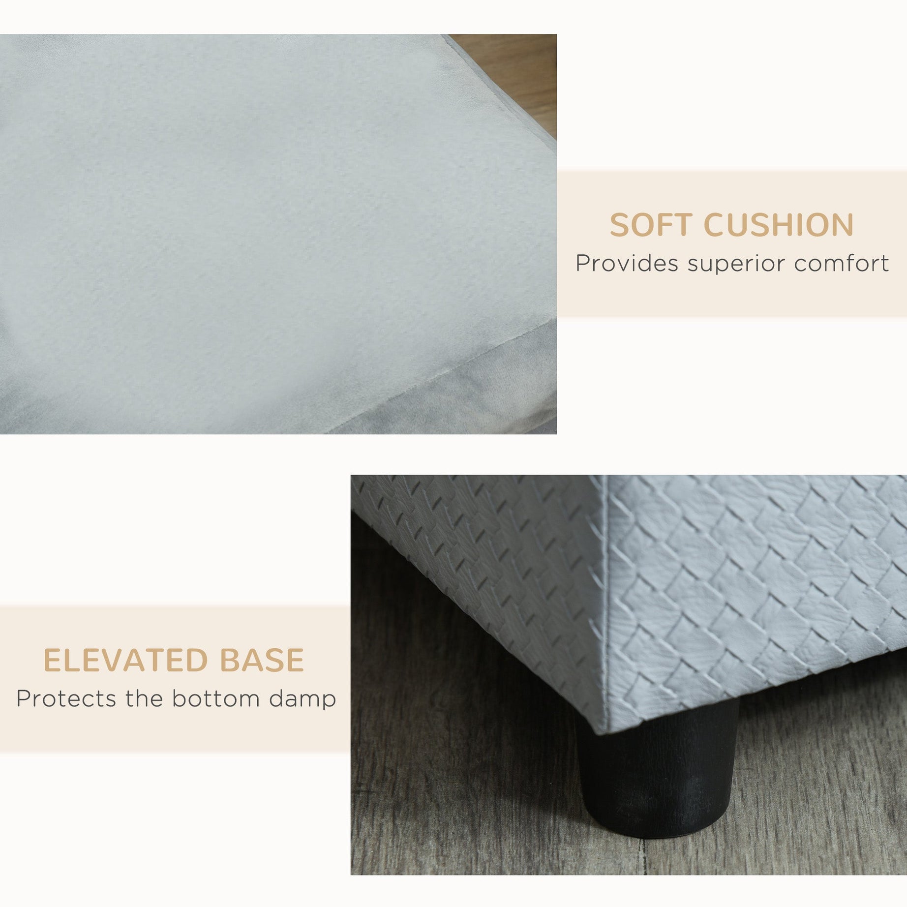 Pet Sofa Couch with Hidden Storage - Tufted Foam Cushion