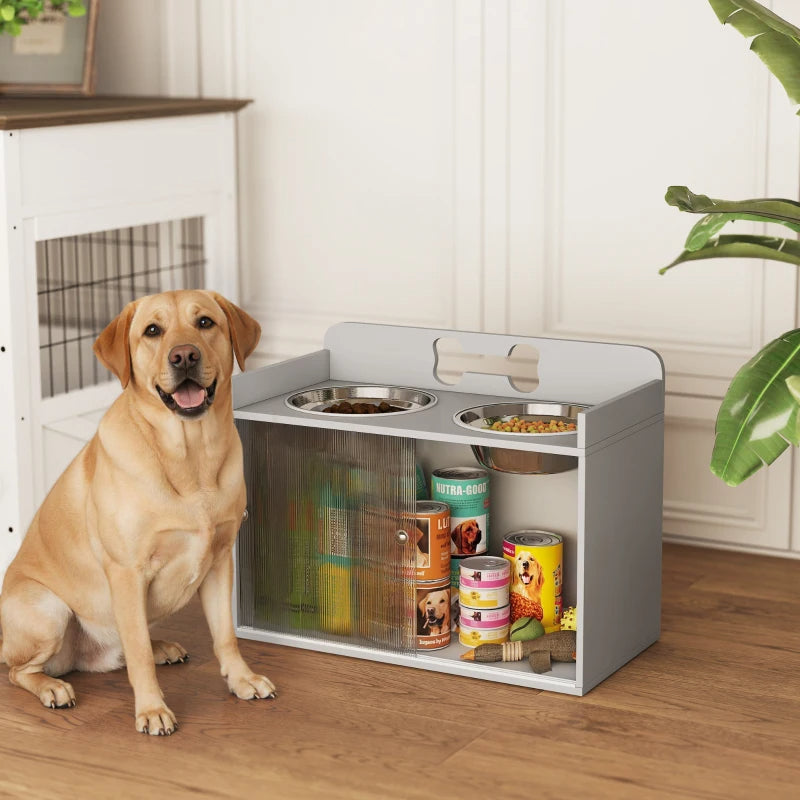 Elevated Dog Bowls - Modern Gray Design