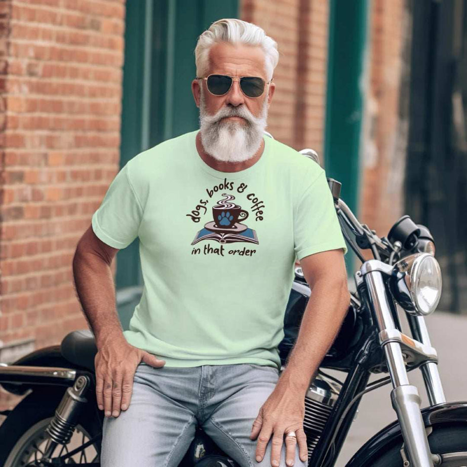 Dogs Books Coffee T-Shirt - Literary Pet Parent Lifestyle