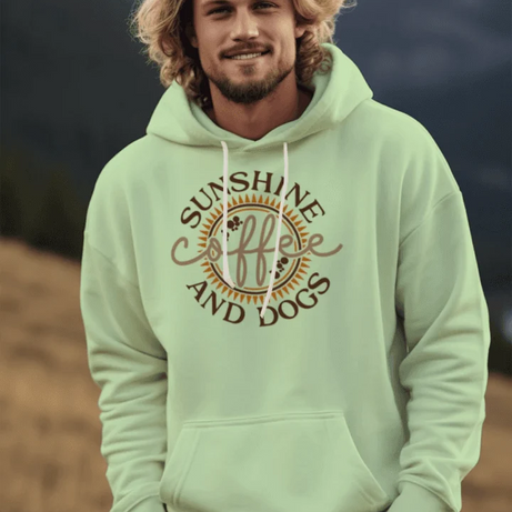 Sun Coffee Dog Hoodie Sweatshirt - Dog Lover Coffee Culture