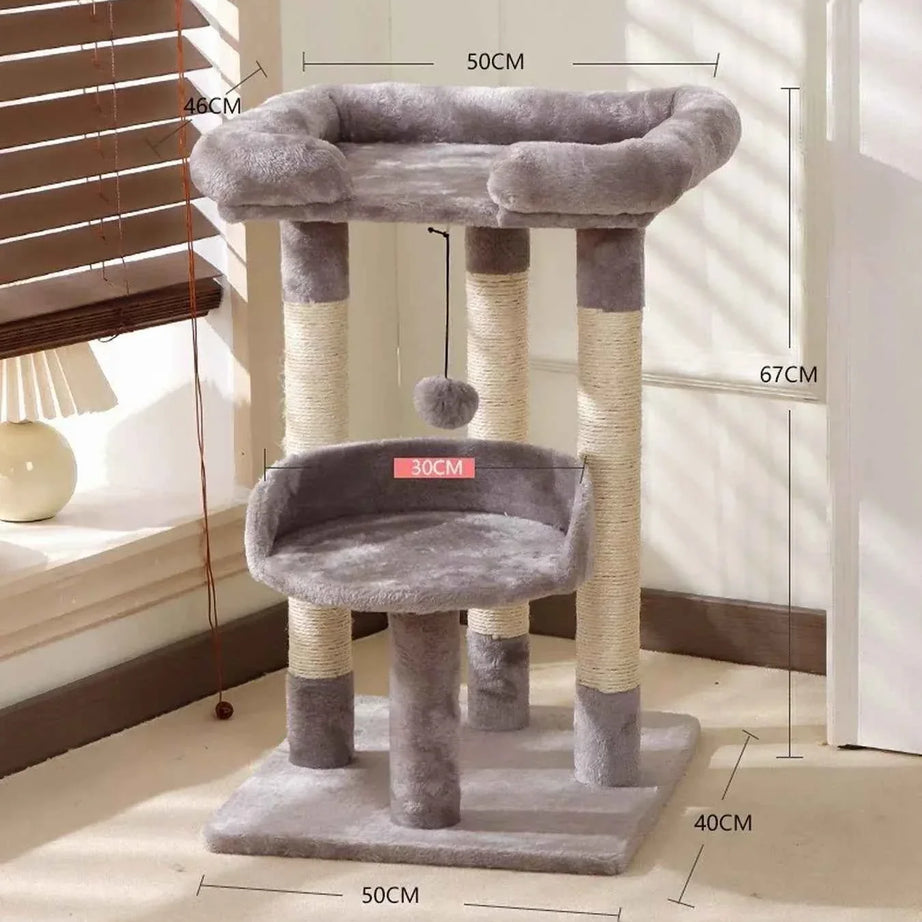 Plush Cat Tree Condo - Multi-Level Scratching Posts
